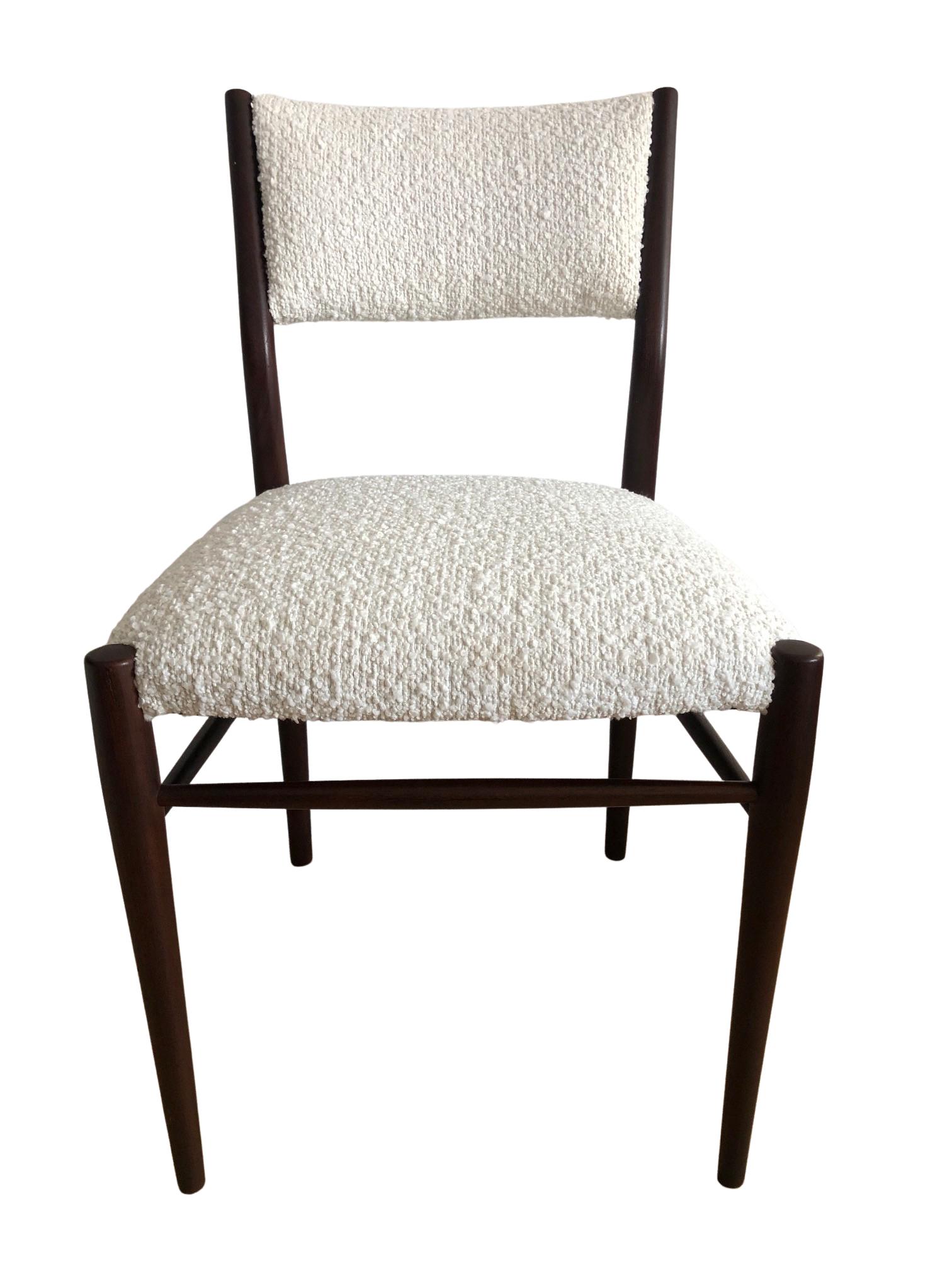 20th Century Danish Teak Dinning Chairs in White Boucle, 1960s, Set of Four