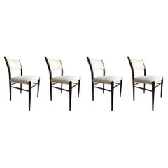 Danish Teak Dinning Chairs in White Boucle, 1960s, Set of Four
