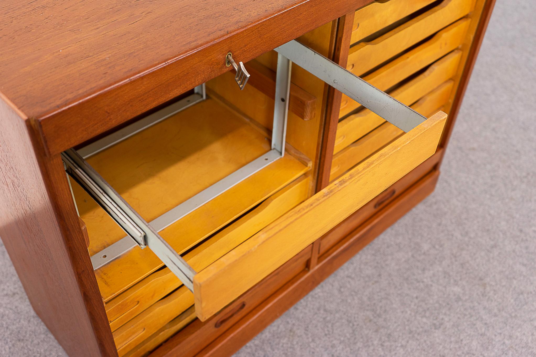 Veneer Danish Teak Double Bank Filing Cabinet