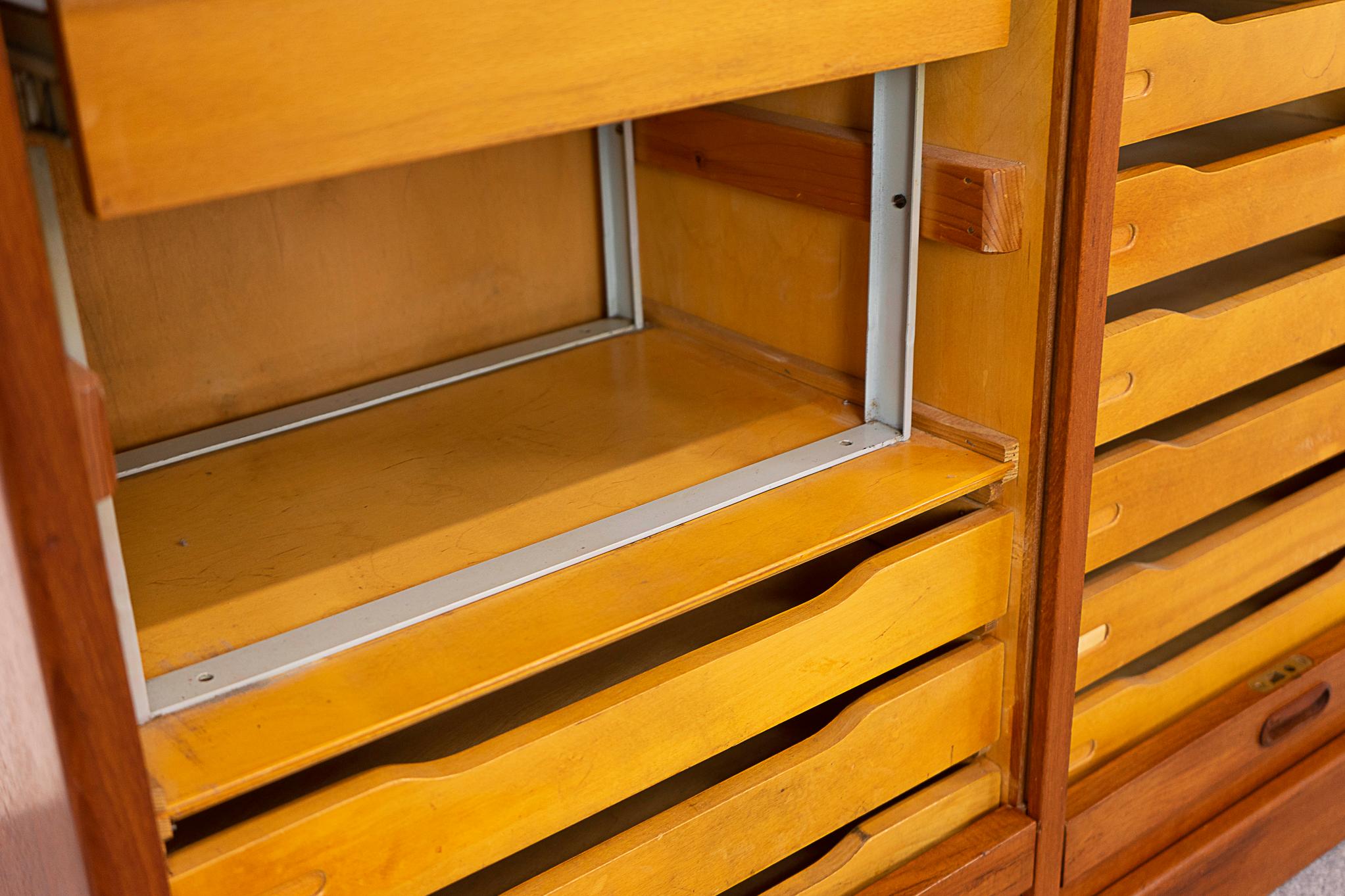 Mid-20th Century Danish Teak Double Bank Filing Cabinet