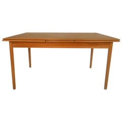 Danish Teak Draw-Leaf Dining Table Seats Up to 10, circa 1965