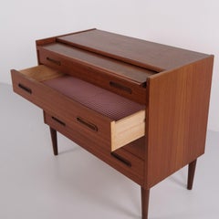 Danish Teak Dresser with Hidden Vanity and Mirror 1960s