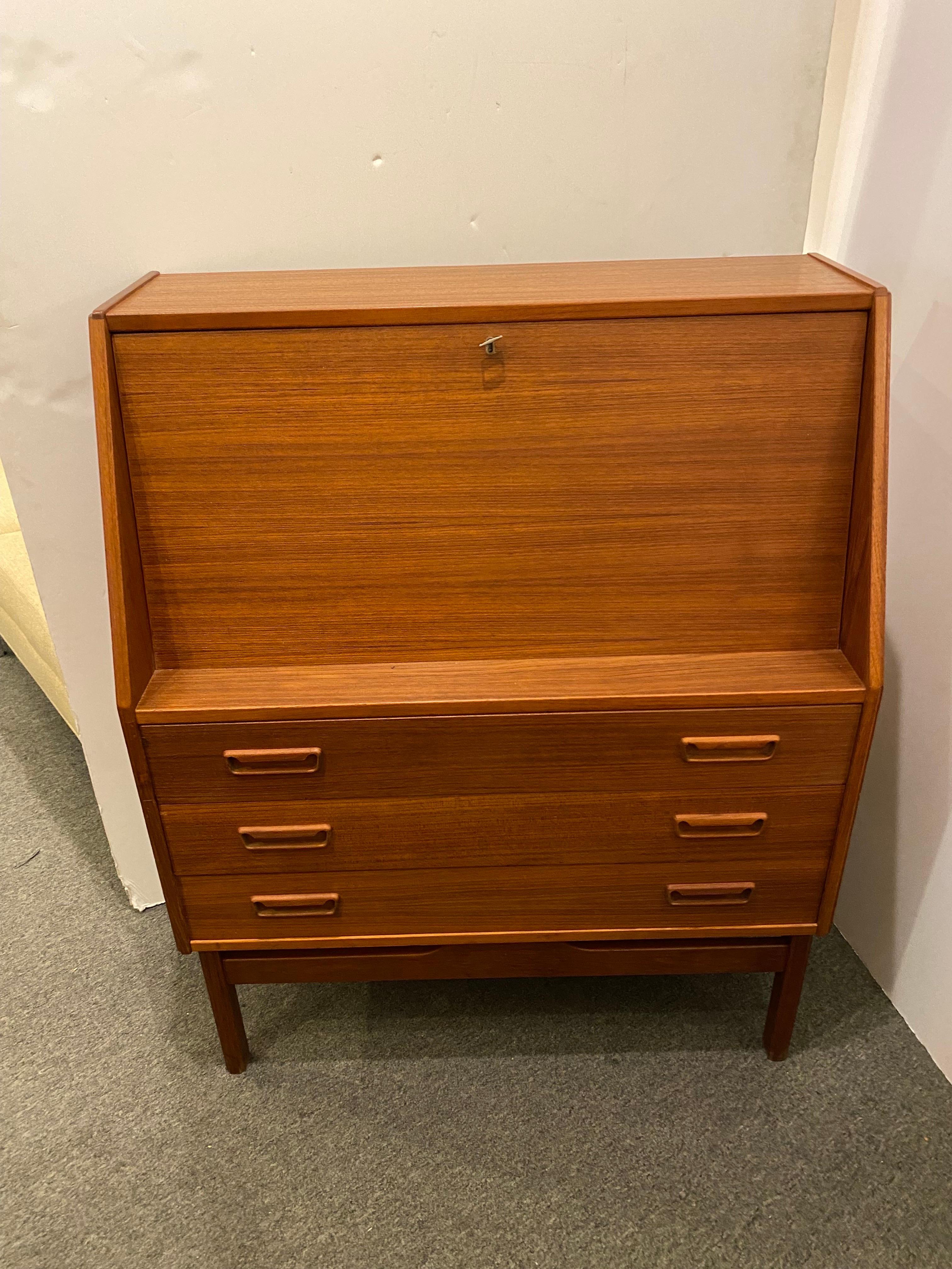 Danish Teak Drop Front Desk by Dyrlund 7