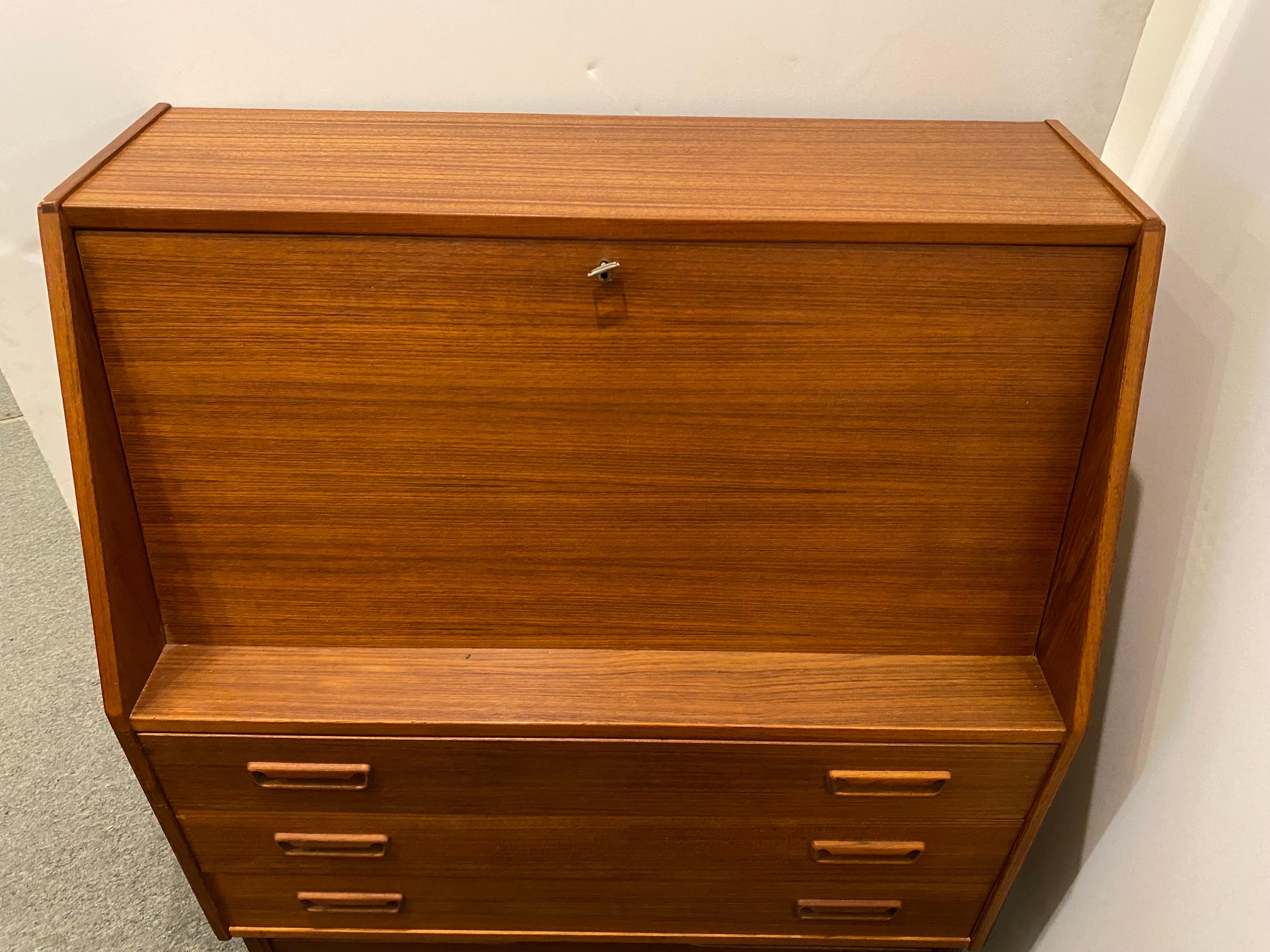 Danish Teak Drop Front Desk by Dyrlund 2