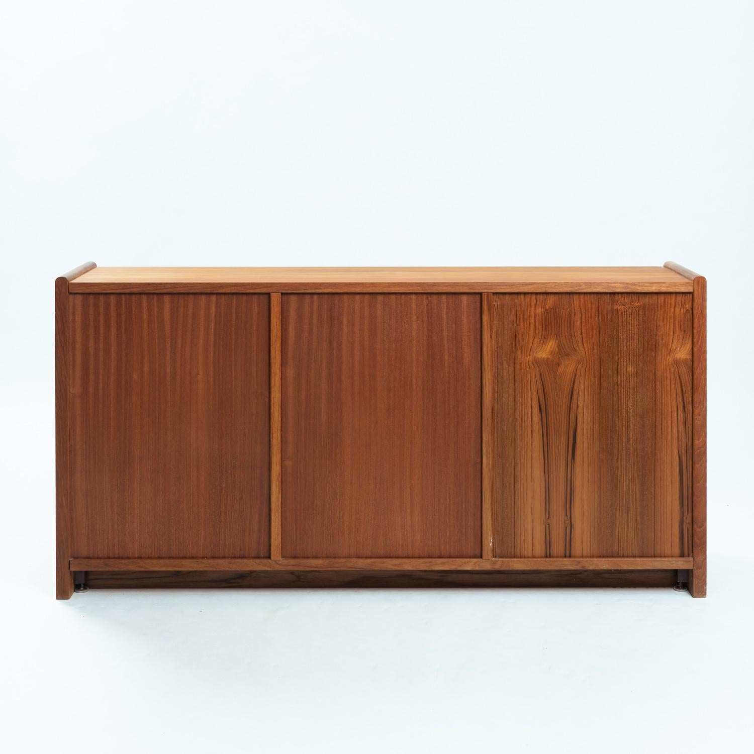 Late 20th Century Danish teak Dyrlund credenza sideboard with visible joints, drawers and doors For Sale
