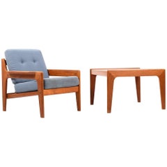 Danish Teak Easy Chair and Sofa Table by Arne Wahl Iversen for Komfort