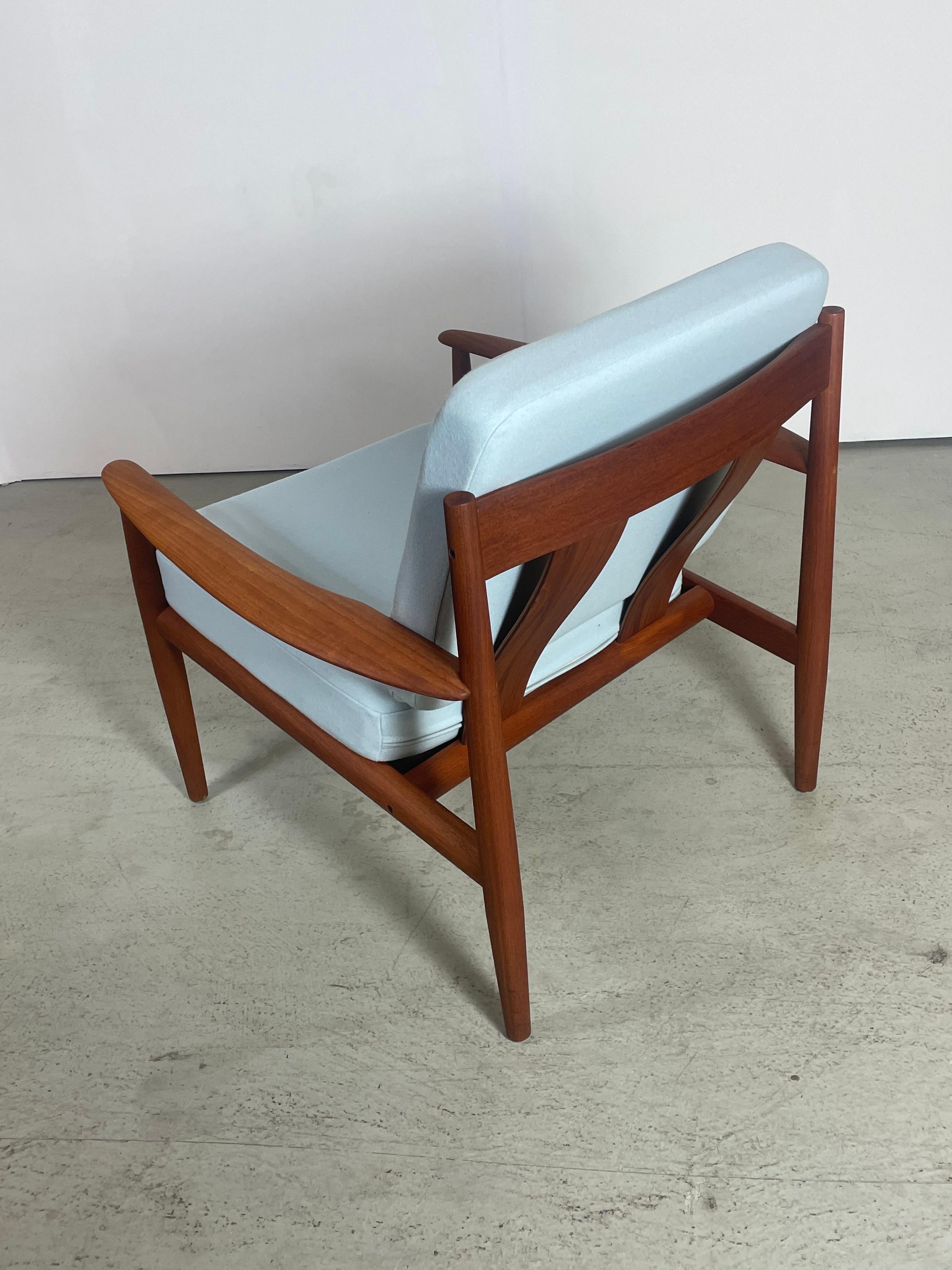 Danish Teak Easy Chair by Grete Jalk with New Upholstery For Sale 6