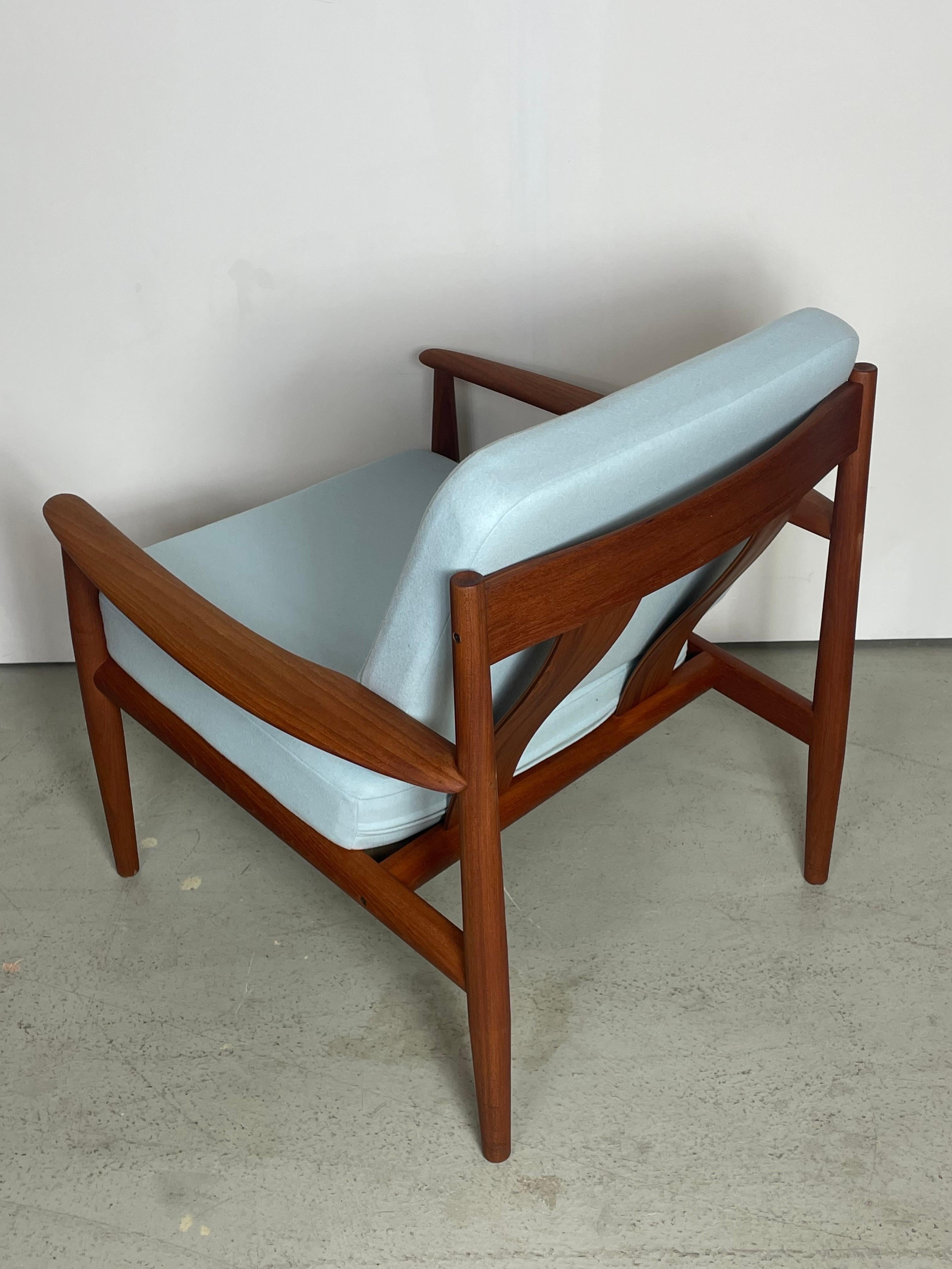 Danish Teak Easy Chair by Grete Jalk with New Upholstery For Sale 1