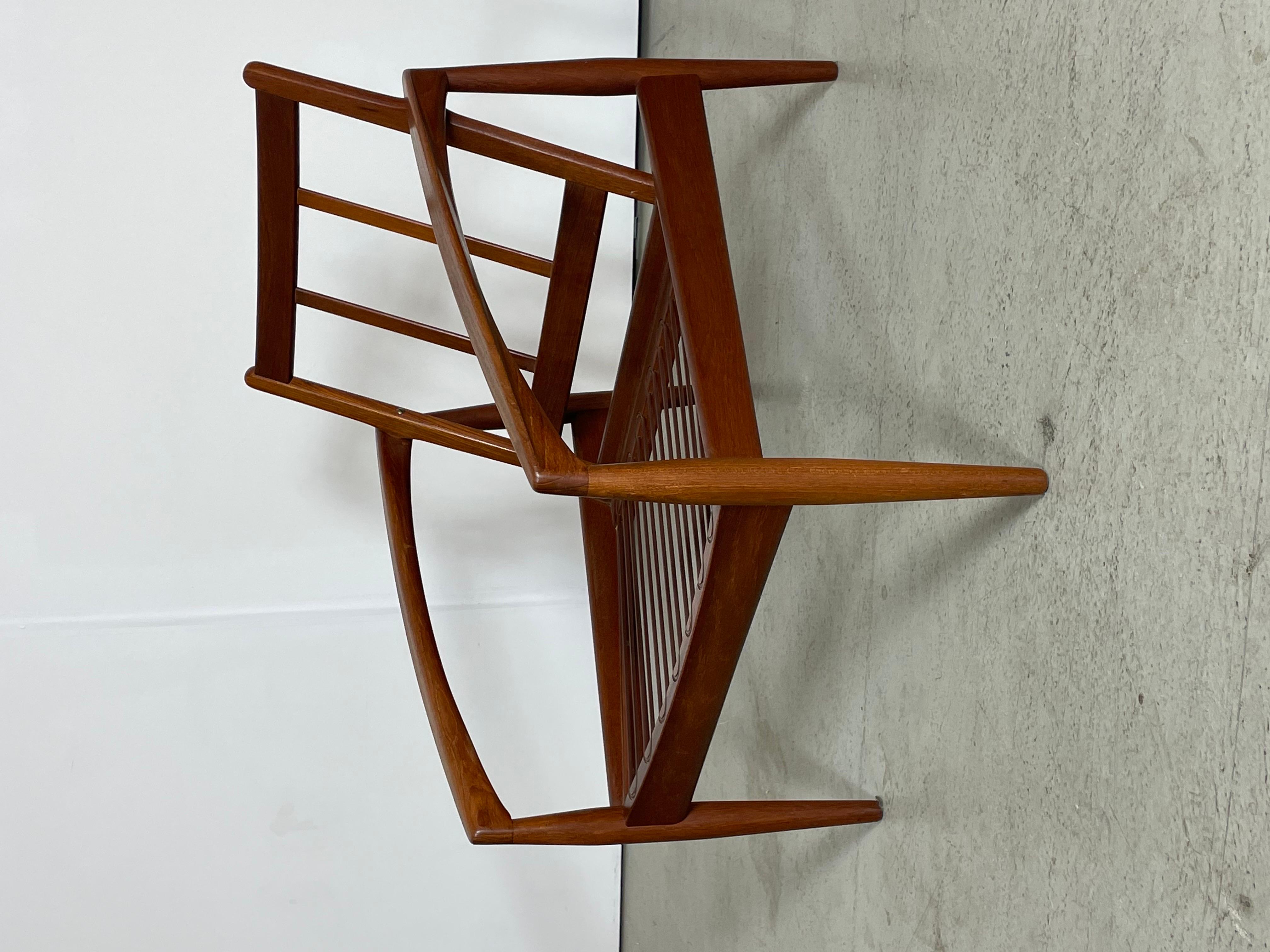 Danish Teak Easy Chair with Ottoman by Kai Kristiansen Model Paper Knife 50s For Sale 11