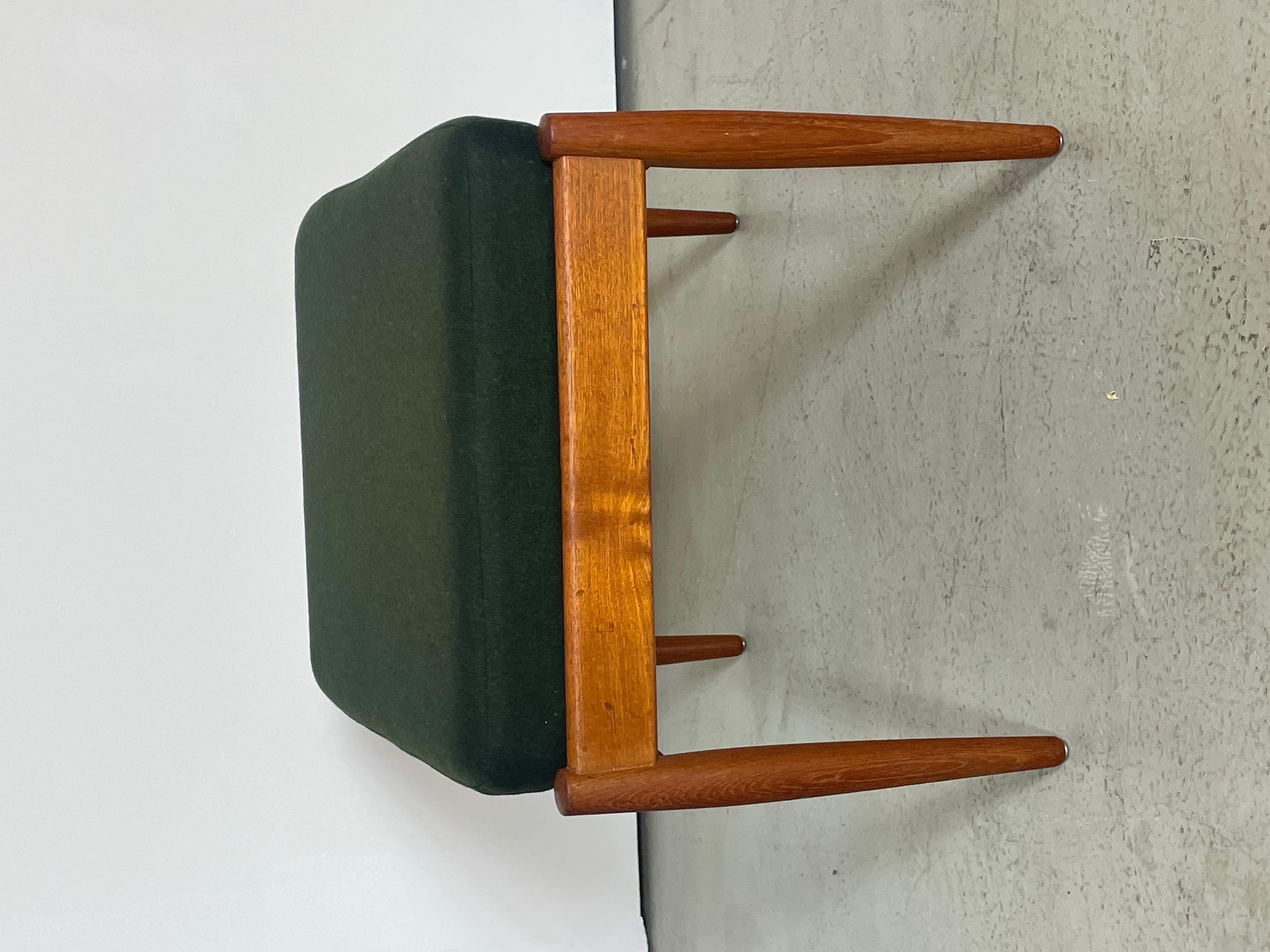 Wool Danish Teak Easy Chair with Ottoman by Kai Kristiansen Model Paper Knife 50s For Sale