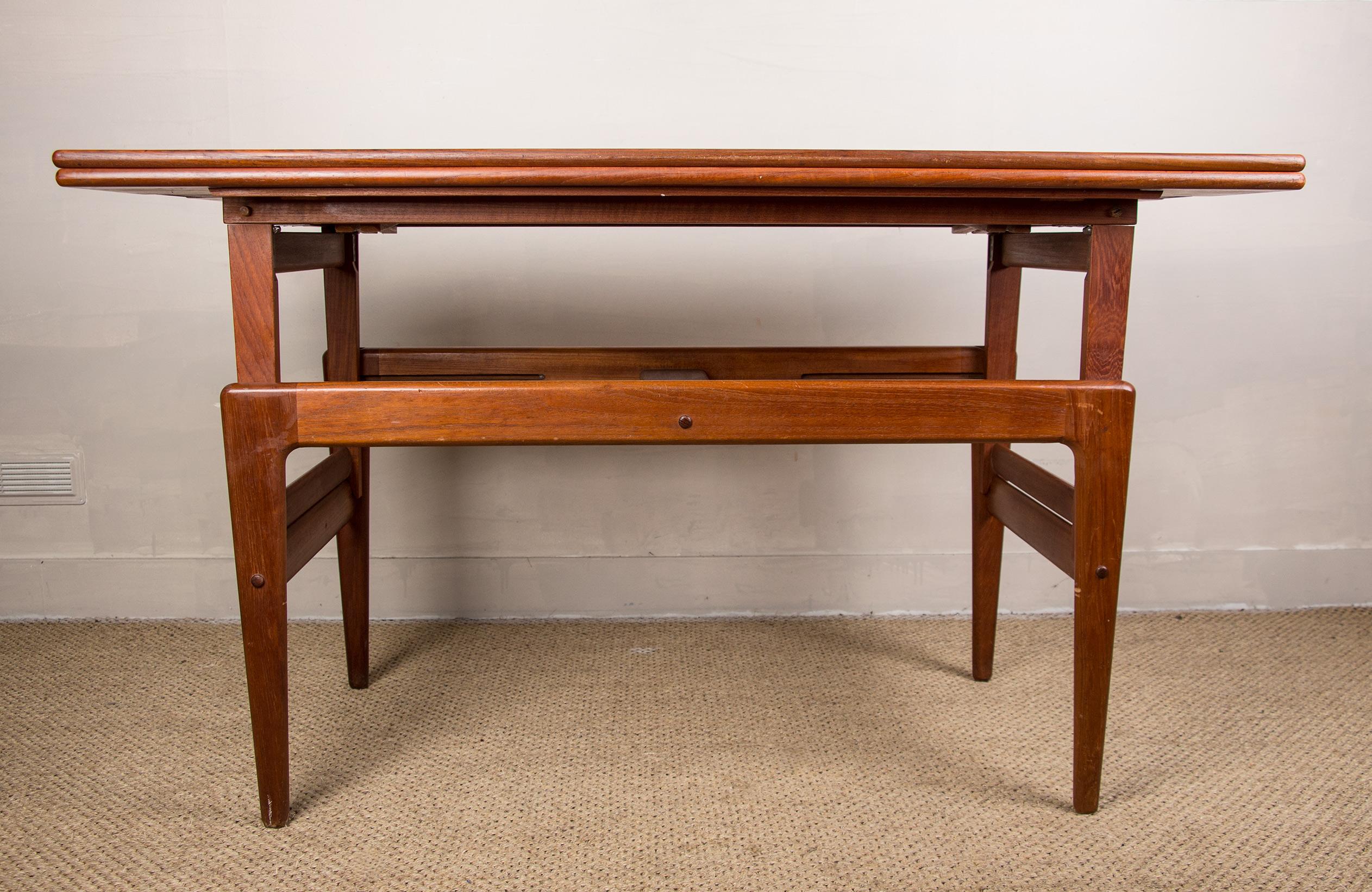 Danish Teak Elevator Table with Height Adjustment from Kai Kristiansen, 1960s 1