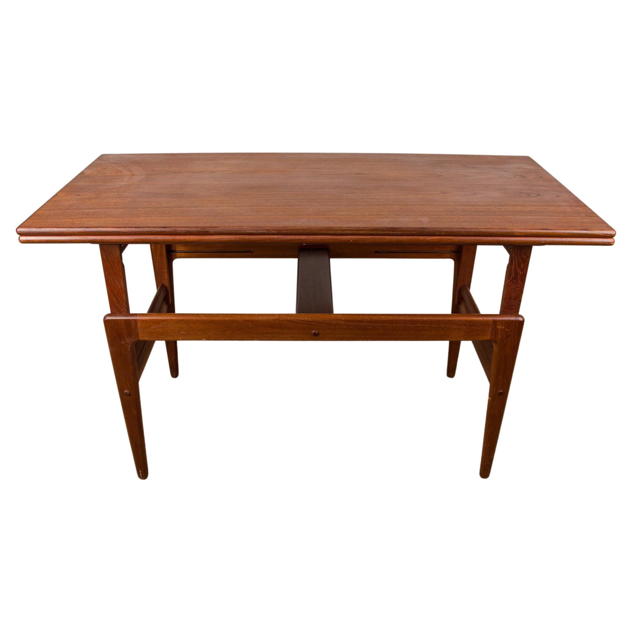 Danish Teak Elevator Table with Height Adjustment from Kai Kristiansen, 1960s