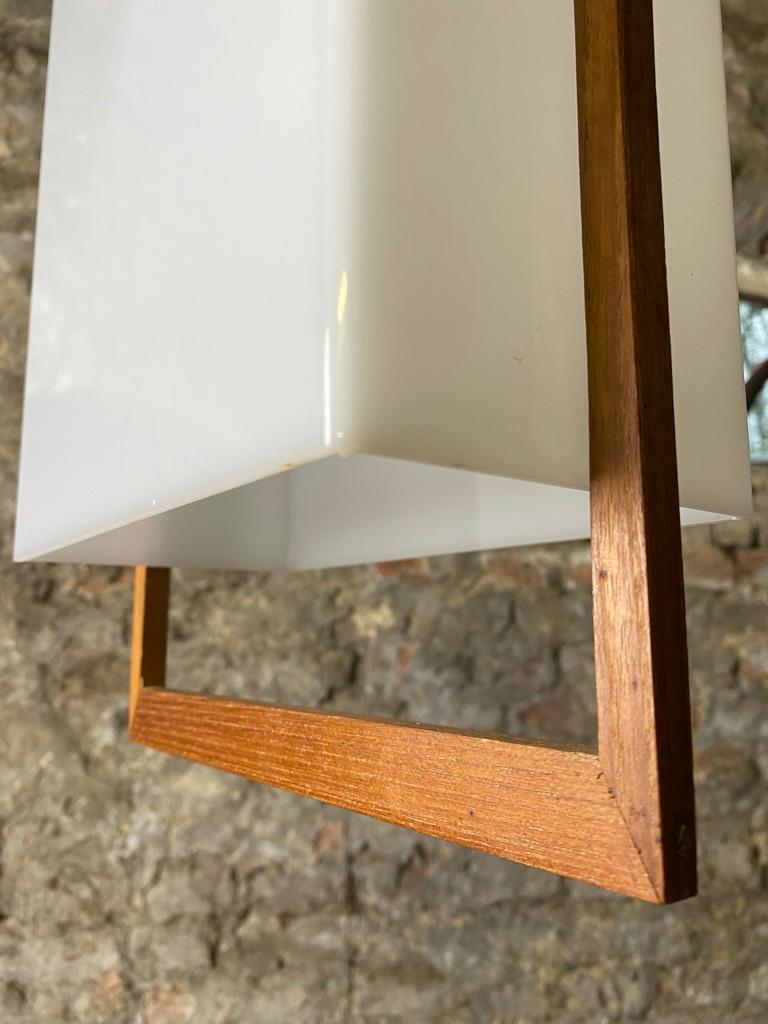 Scandinavian Danish Teak En Acrylic Pendant Lamp 60's For Sale