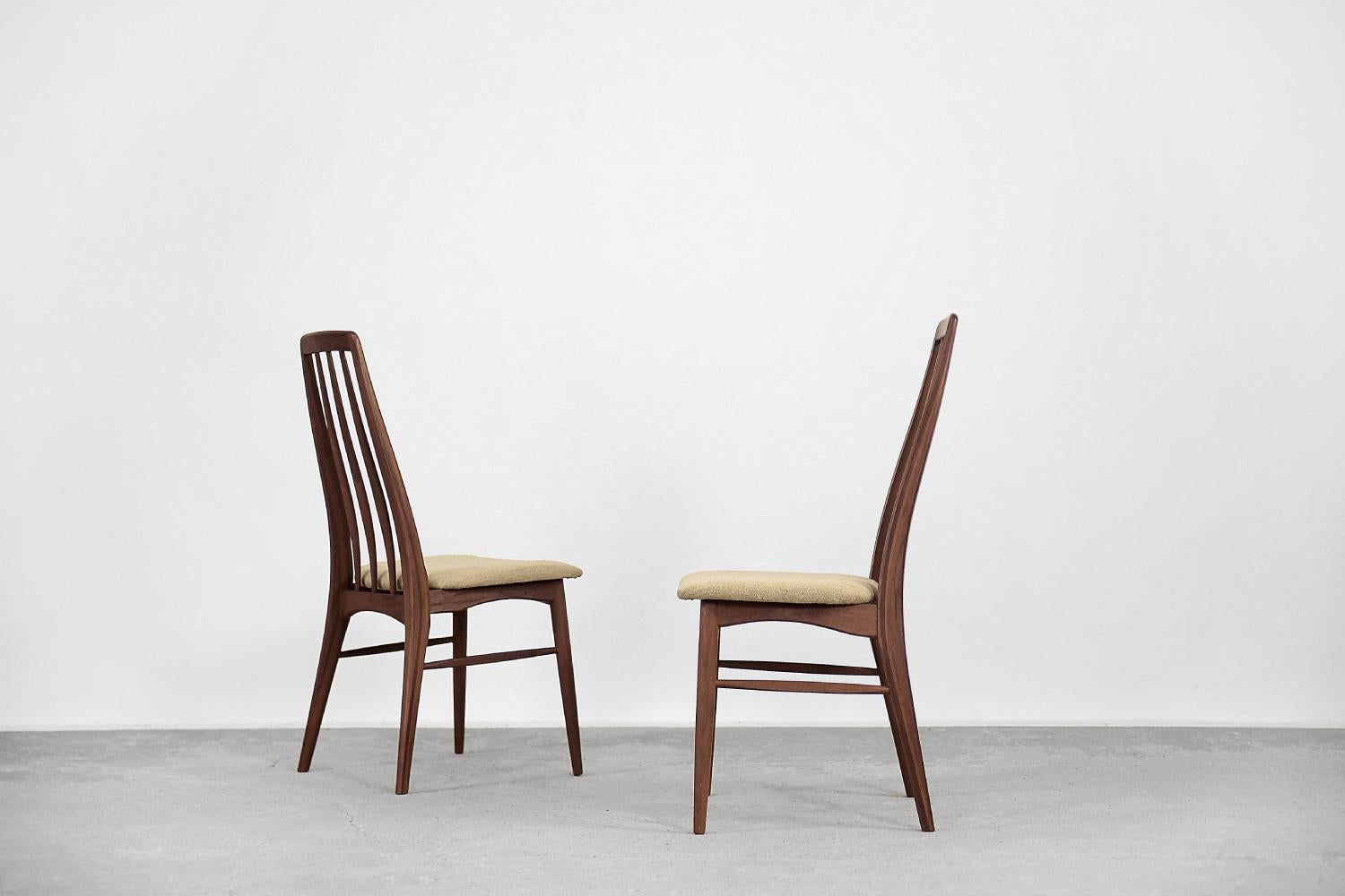 Pair of Teak Wood & Fabric Eva Chairs by Niels Koefoed for Koefoeds Hornslet For Sale 3