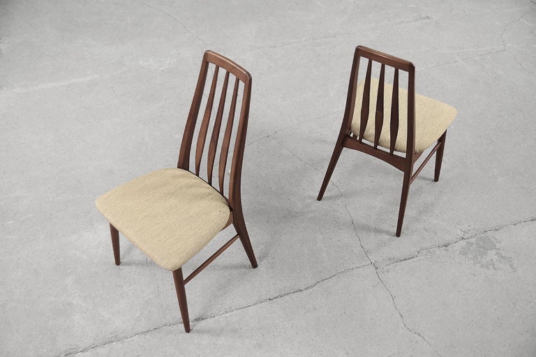 Pair of Teak Wood & Fabric Eva Chairs by Niels Koefoed for Koefoeds Hornslet For Sale 6