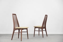 Pair of Teak Wood & Fabric Eva Chairs by Niels Koefoed for Koefoeds Hornslet