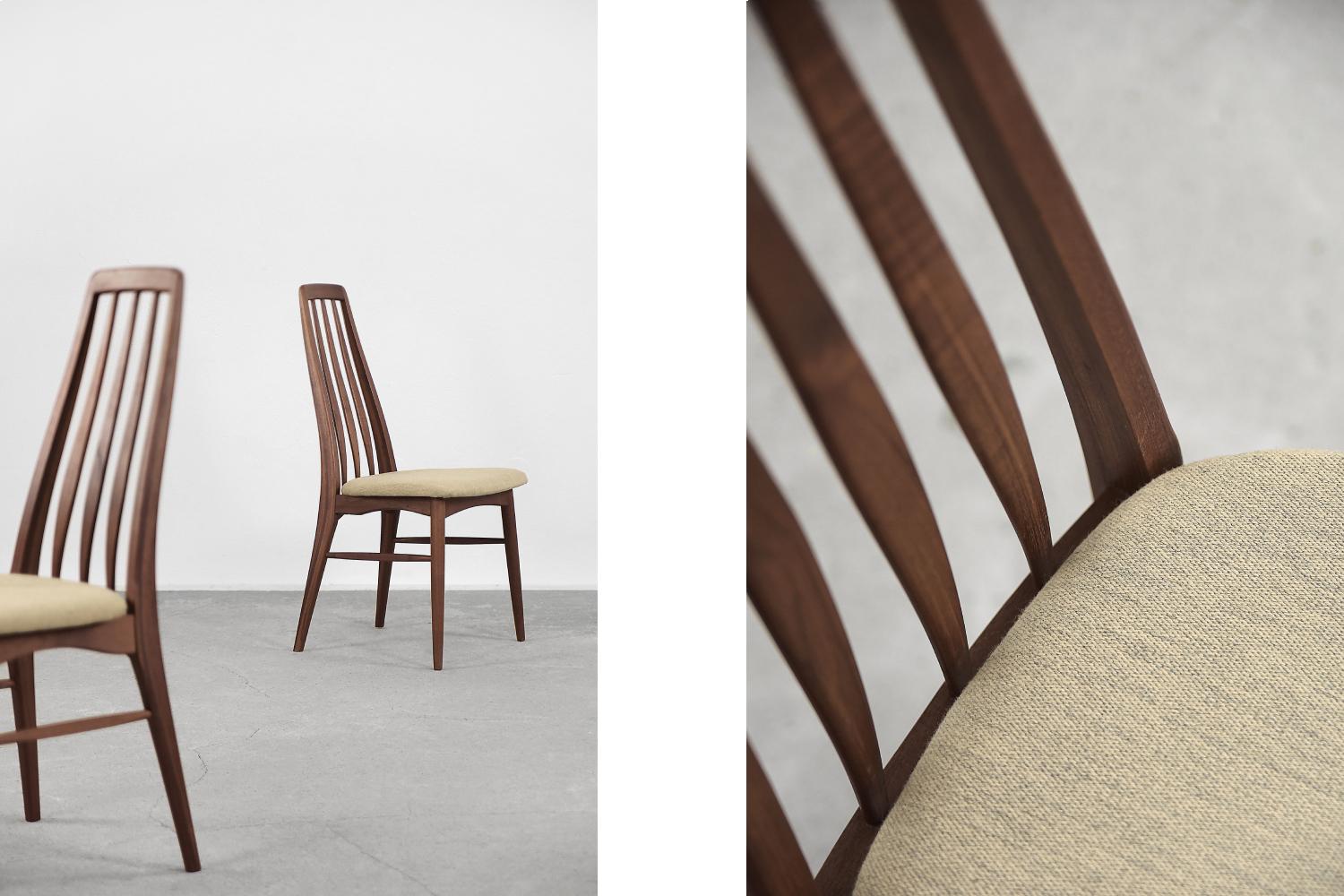 Danish Pair of Teak Wood & Fabric Eva Chairs by Niels Koefoed for Koefoeds Hornslet For Sale