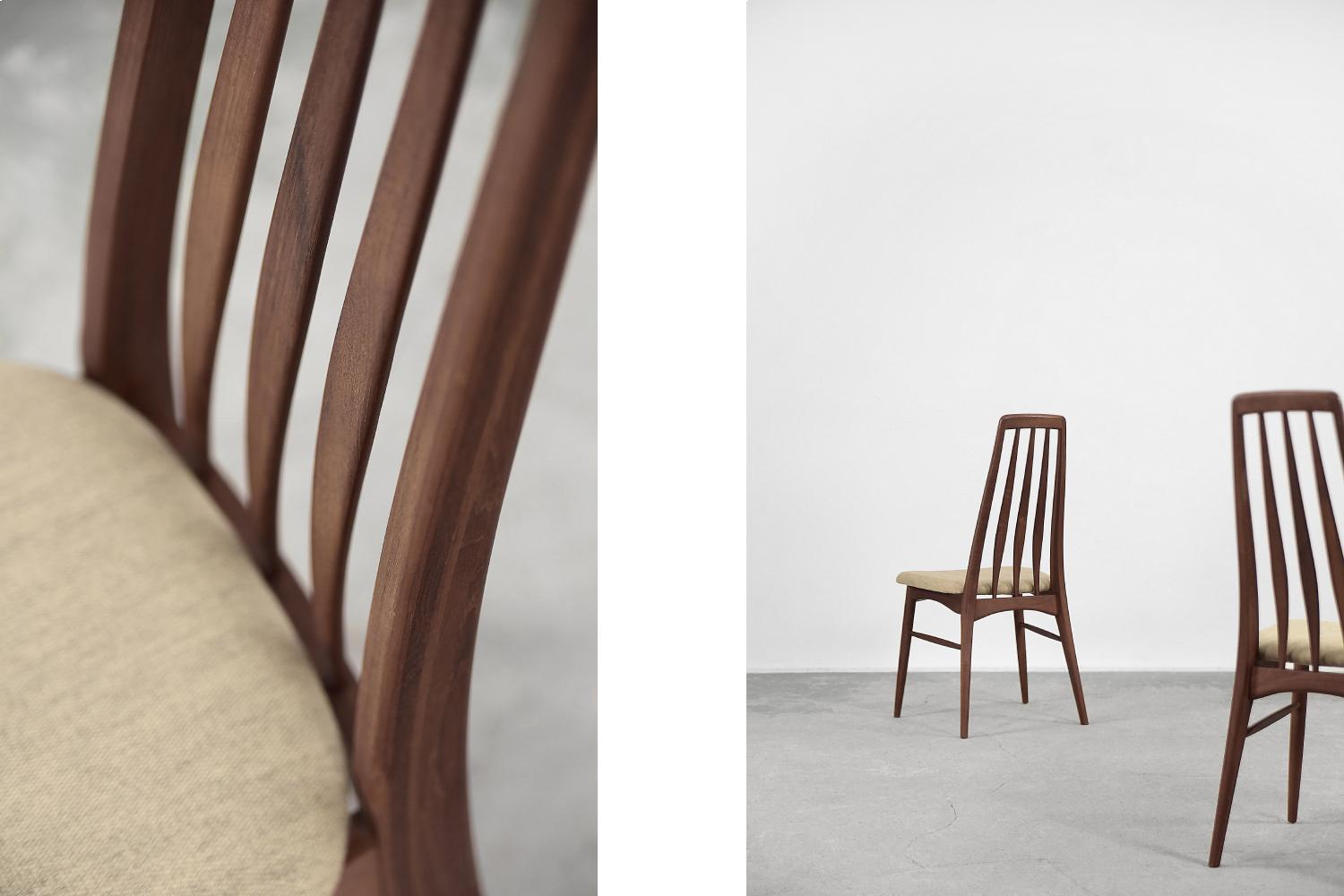 Pair of Teak Wood & Fabric Eva Chairs by Niels Koefoed for Koefoeds Hornslet In Good Condition For Sale In Warszawa, Mazowieckie