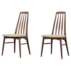 Pair of Teak Wood & Fabric Eva Chairs by Niels Koefoed for Koefoeds Hornslet