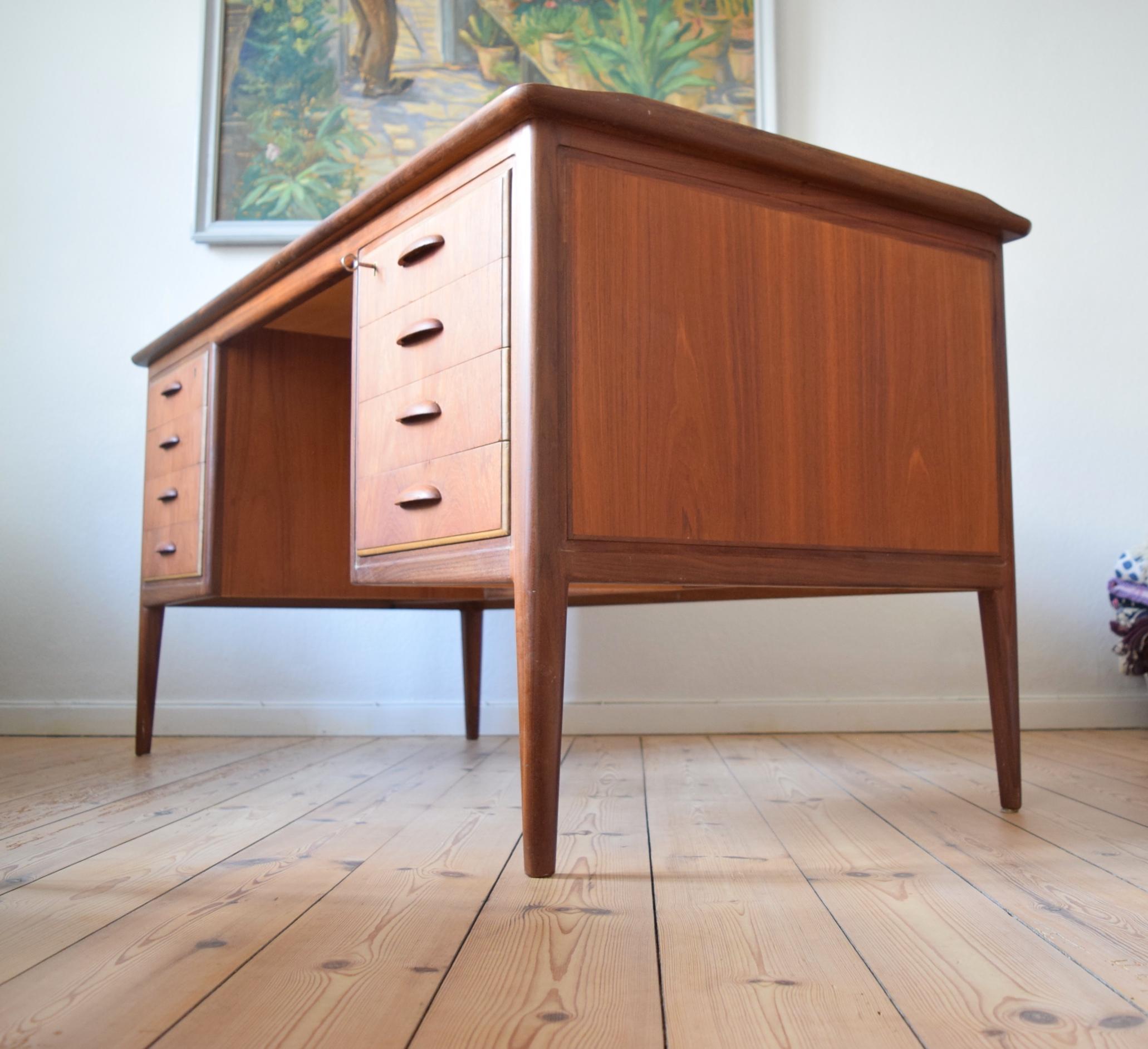 Danish Teak Executive Desk, 1950s For Sale 8