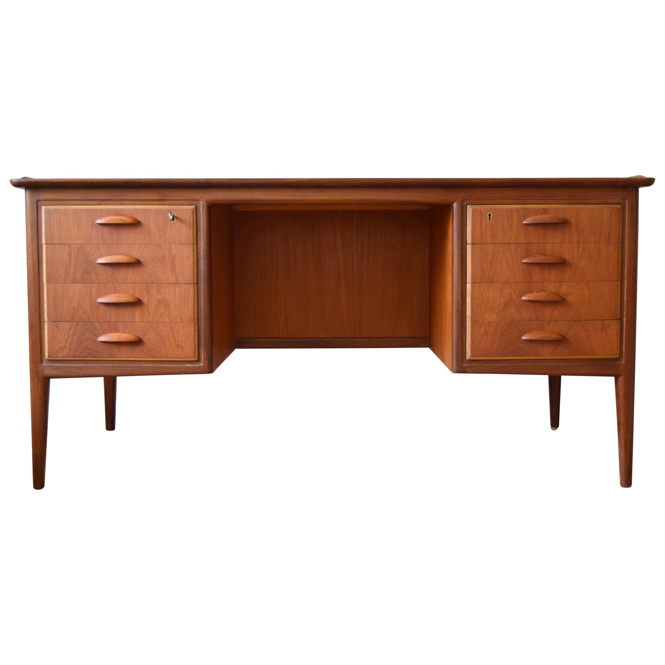 Danish Teak Executive Desk, 1950s For Sale