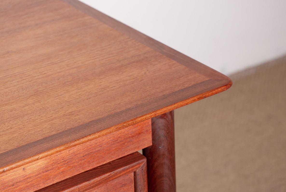 Brass Danish teak executive desk by Gunnar Nielsen Tibergaard 1960. For Sale