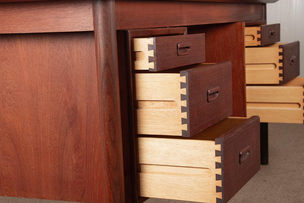 Danish teak executive desk by Gunnar Nielsen Tibergaard 1960. For Sale 3