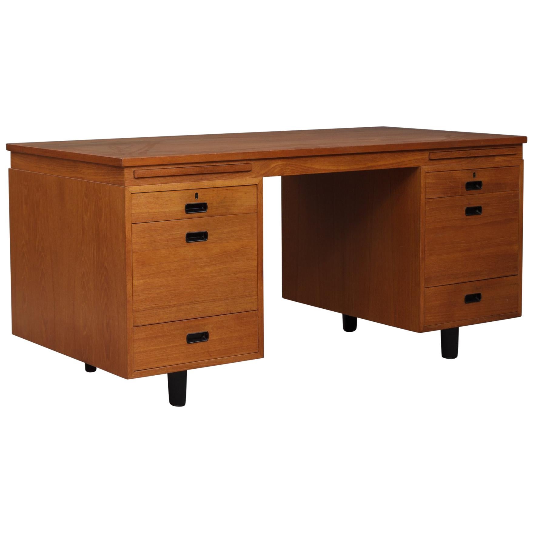 Danish Teak Executive Desk by Nipu For Sale