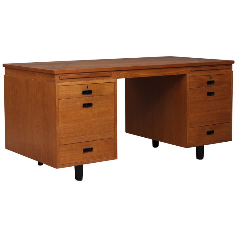 Danish Teak Executive Desk by Nipu For Sale at 1stDibs