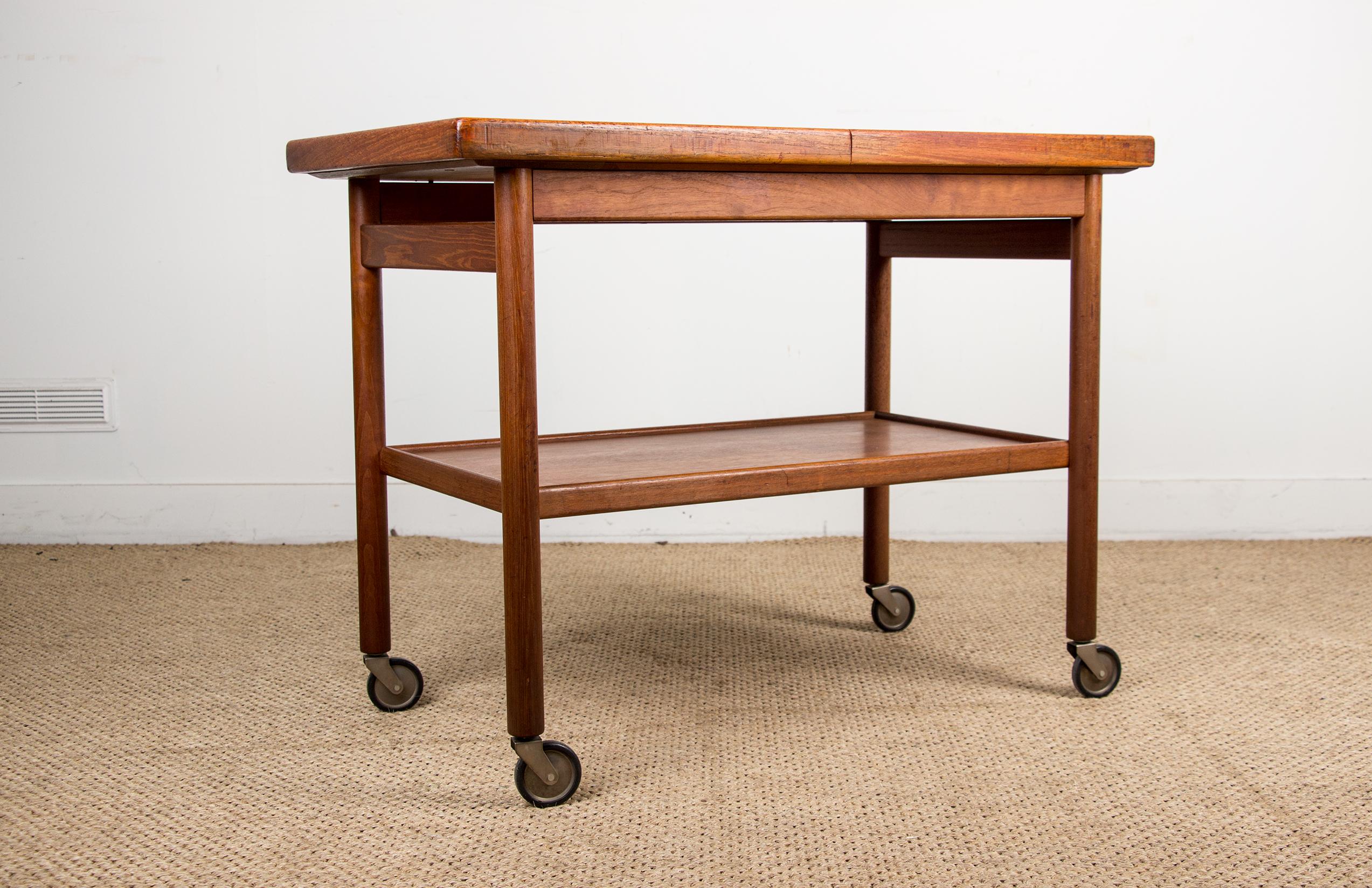 Danish Teak Extendable 2-Tier Serving Trolley by Arne Vodder 1960s For Sale 7