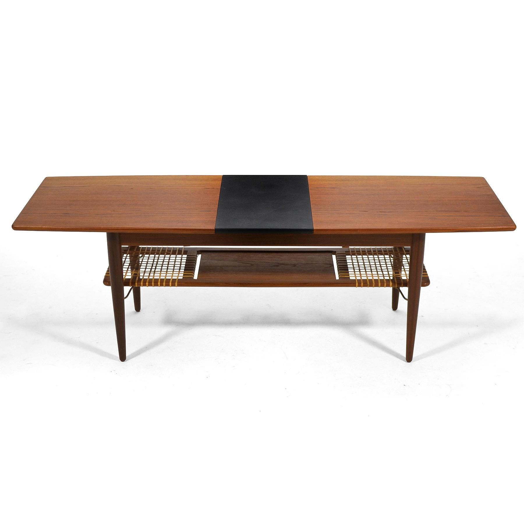 Brass Danish Teak Extension Coffee Table For Sale