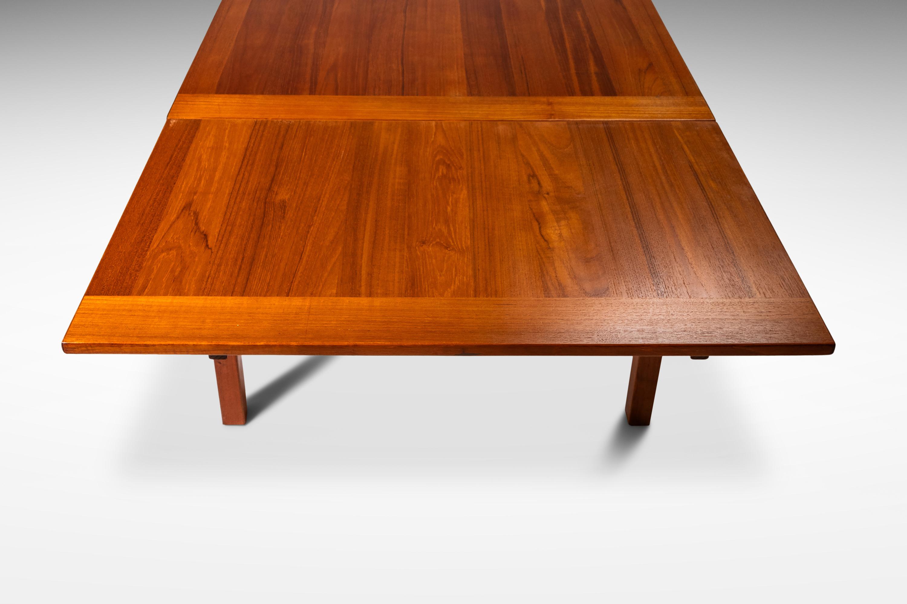 Danish Teak Extension Dining Table with Stow-in-Table Leaves, Denmark, c. 1970s For Sale 4