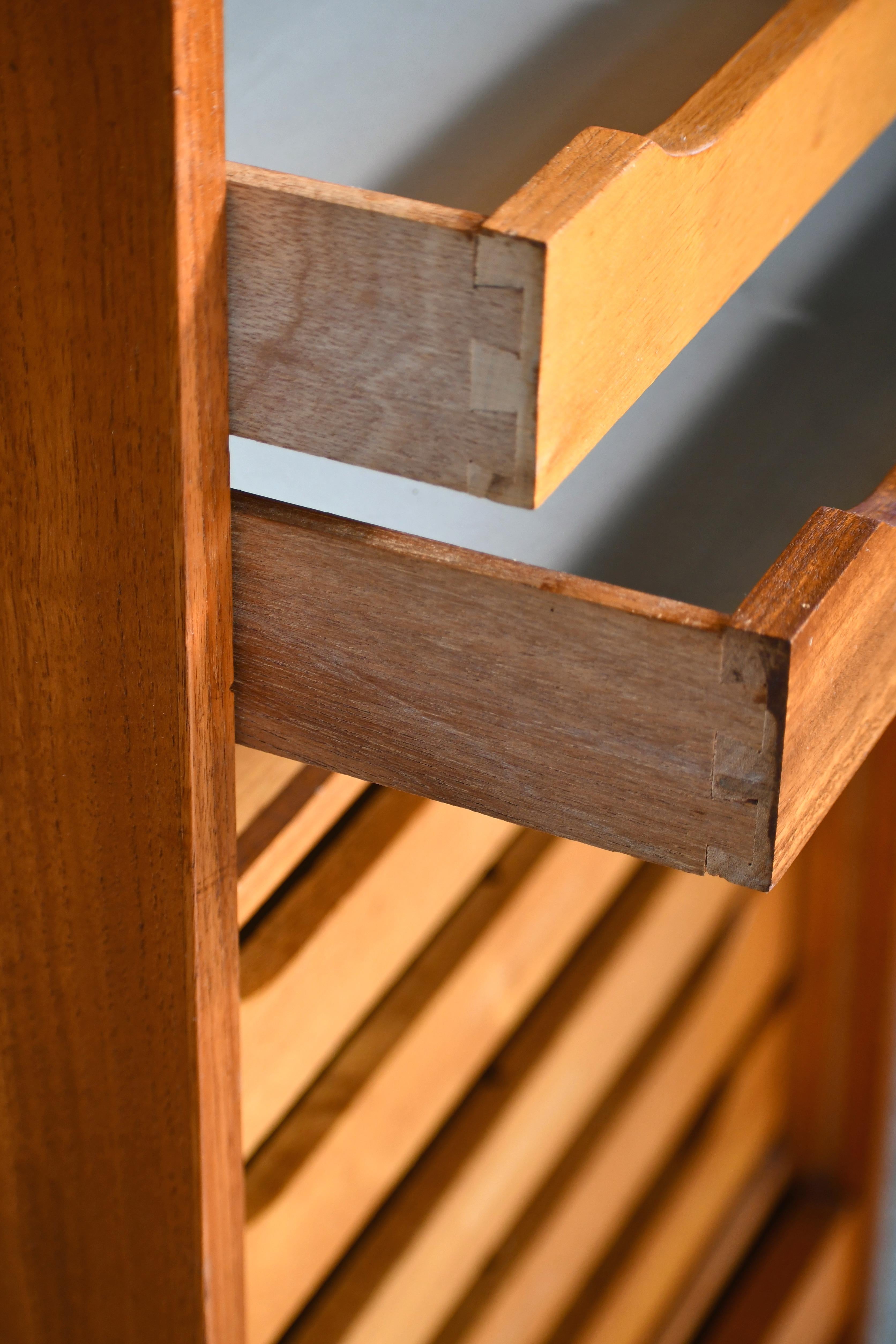 Danish Teak File Cabinet with Lockable Tambour Pull-Up Front, 1950s 1