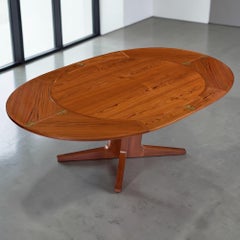 Danish Teak Flip-Flap Oval Dining Table by Dyrlund, Expands 64" to 98"