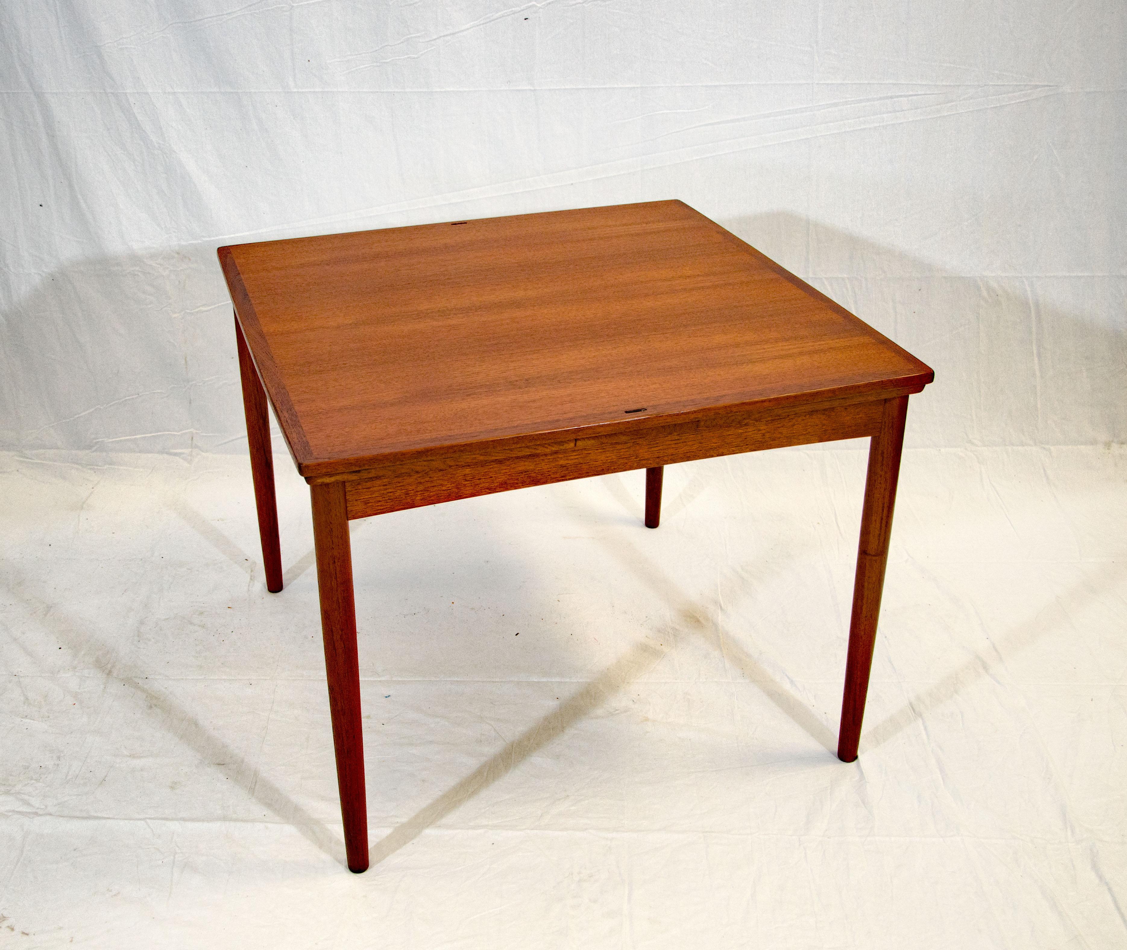 Nice square Danish teak card or game table that also has two small 13