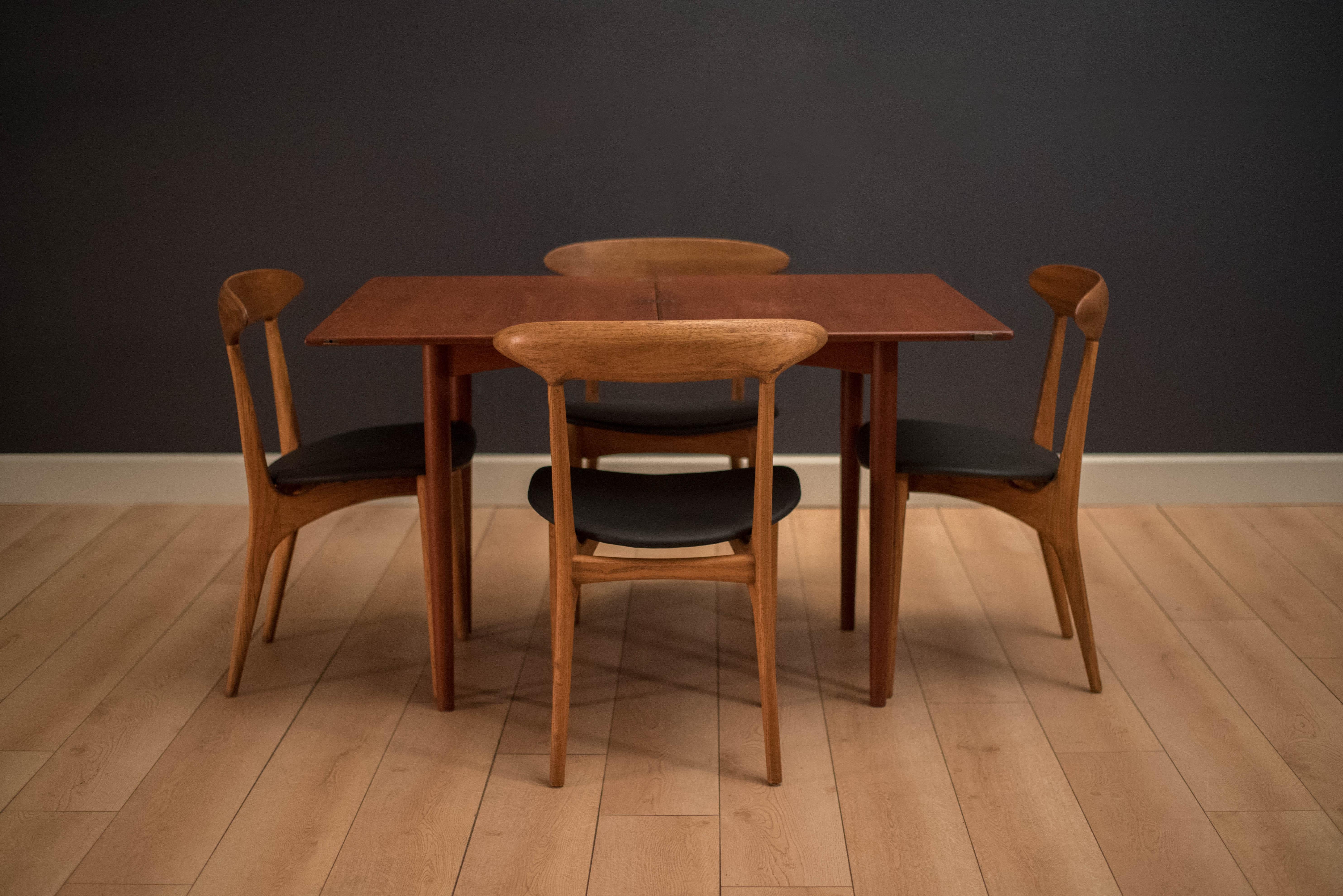 Scandinavian Modern Danish Teak Flip Top Dining Table by Borge Mogensen