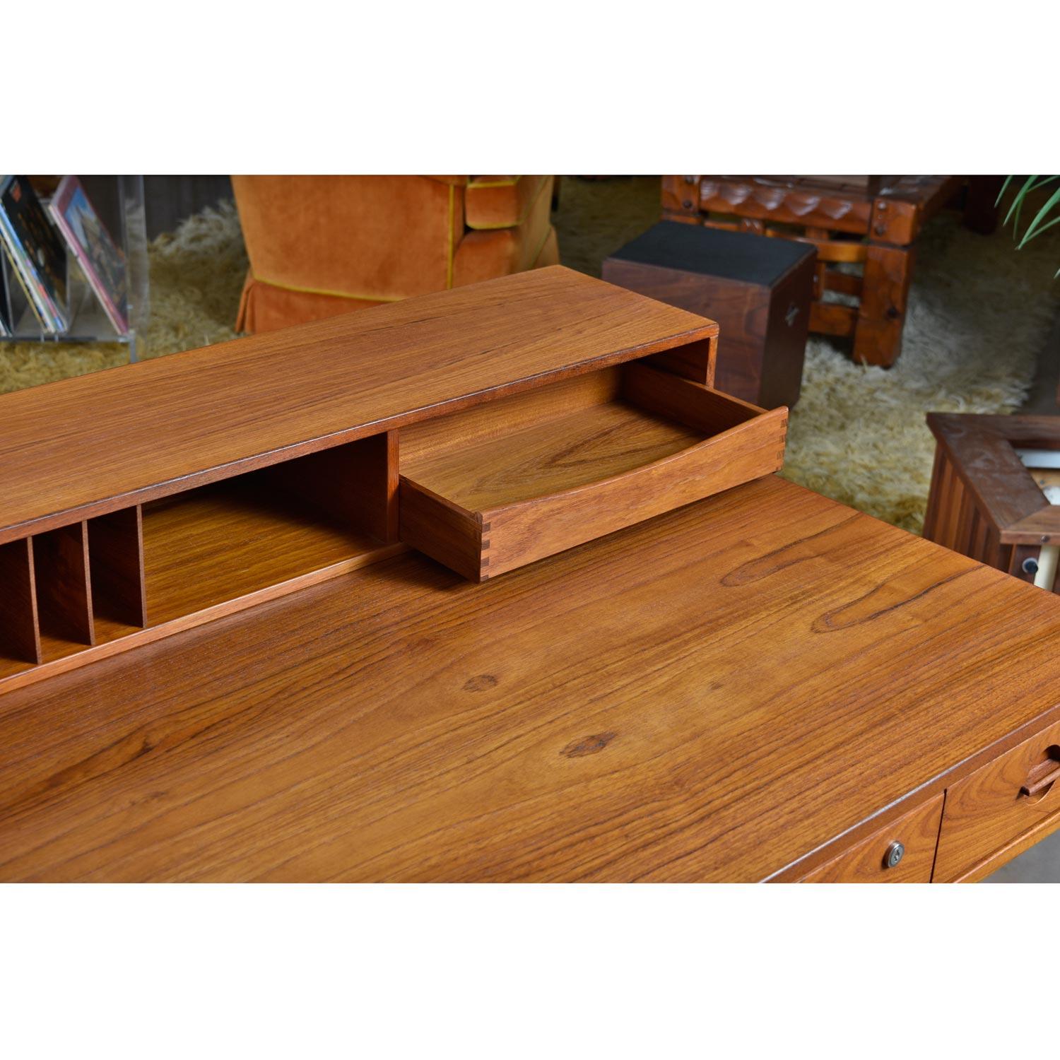 Danish Teak Flip-Top Partners Desk with Bookcase Cabinets by Peter Lovig Nielsen 8