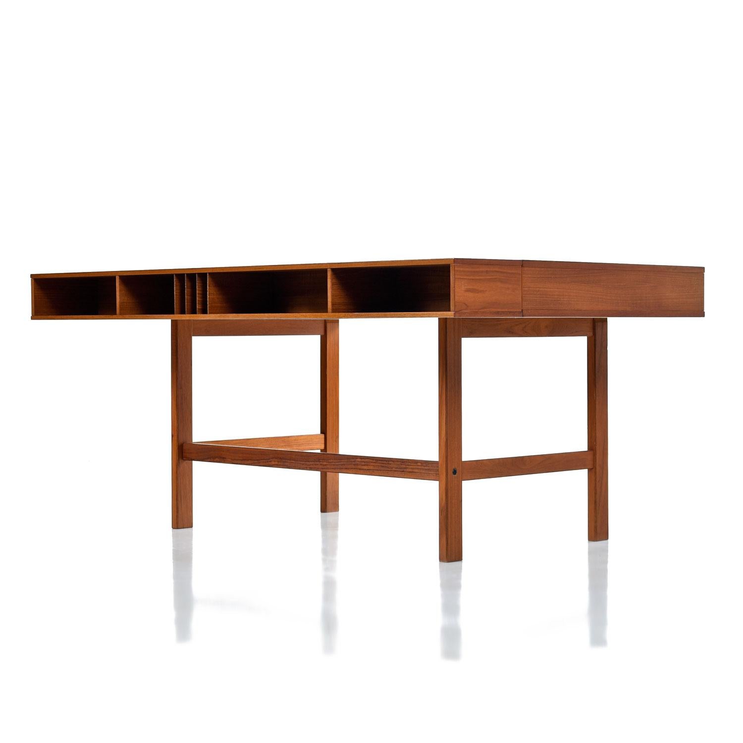 Scandinavian Danish Teak Flip-Top Partners Desk with Bookcase Cabinets by Peter Lovig Nielsen