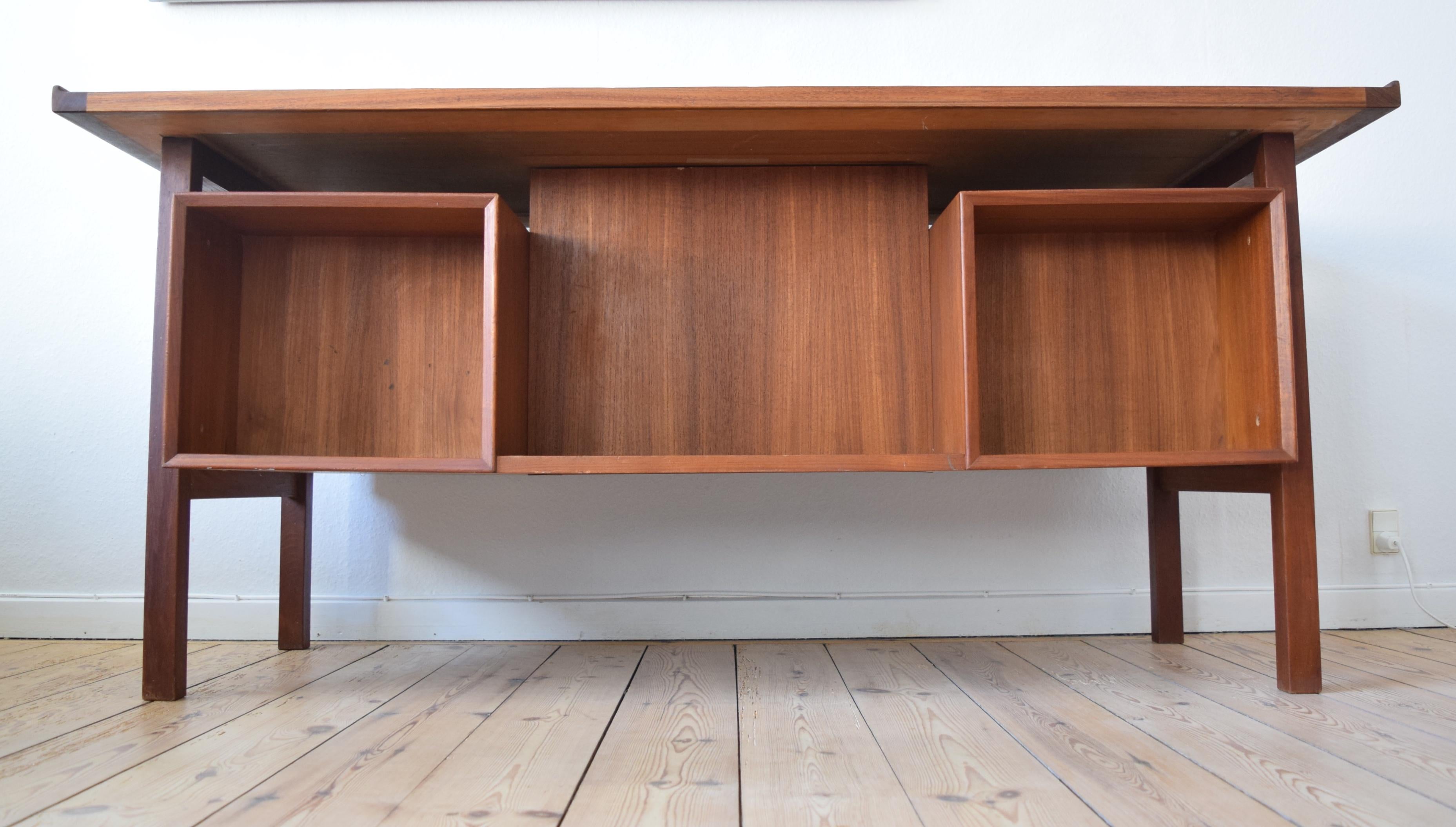 Danish Teak Floating Executive Desk, 1960s, Denmark 4