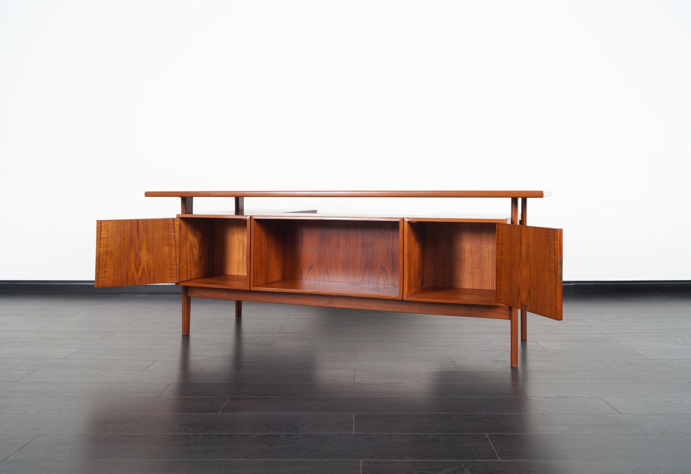 Danish Teak Floating Top Desk by Kai Kristiansen 1