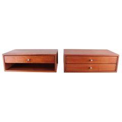 Danish teak floating wall bedside table by Aksel Kjersgaard, 1960s