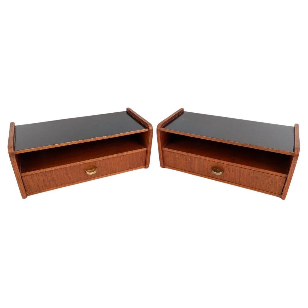 Danish Teak Floating Wall Shelves/Nightstands - Pair