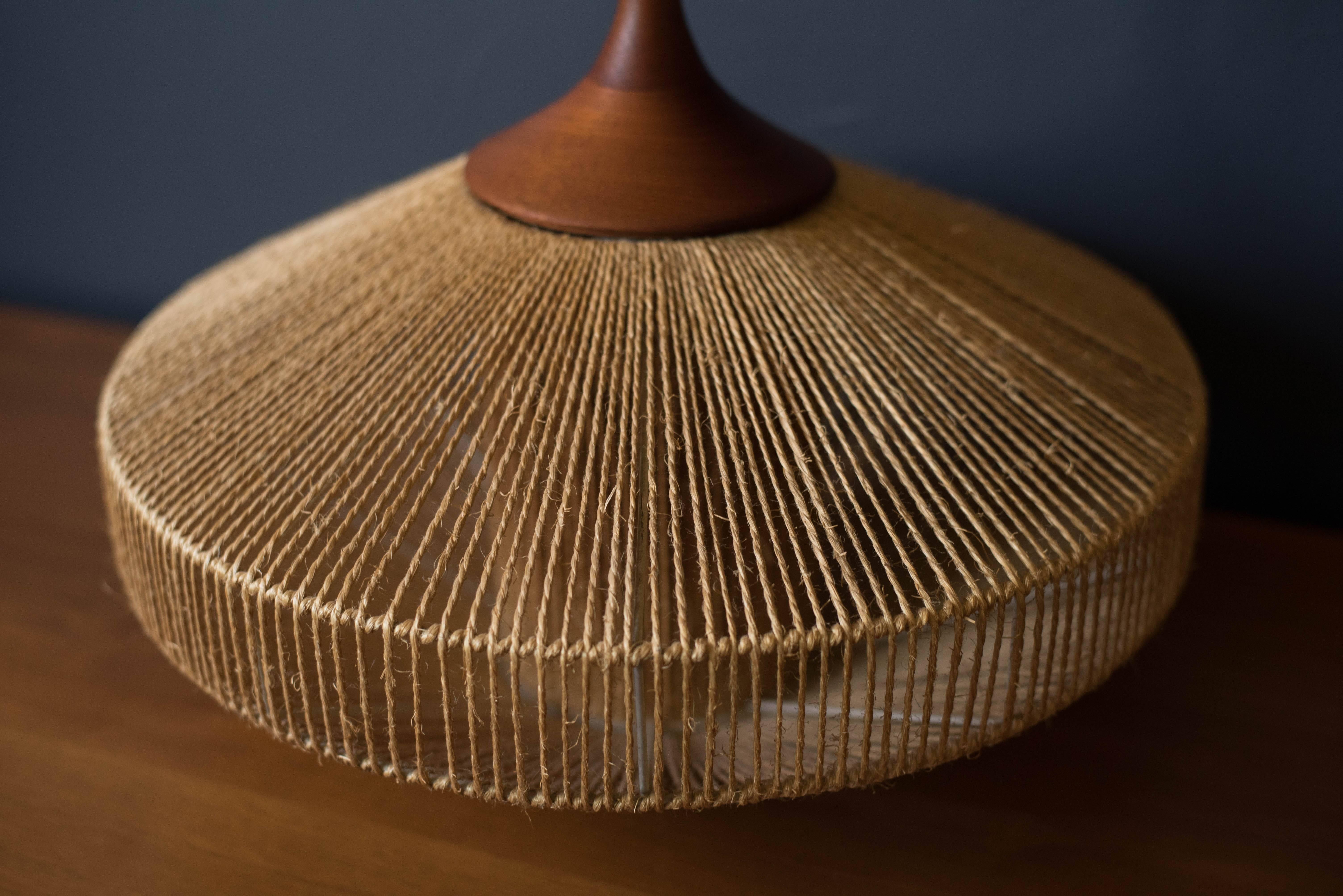 Scandinavian Modern Danish Teak Fog & Morup Pendant Lamp
