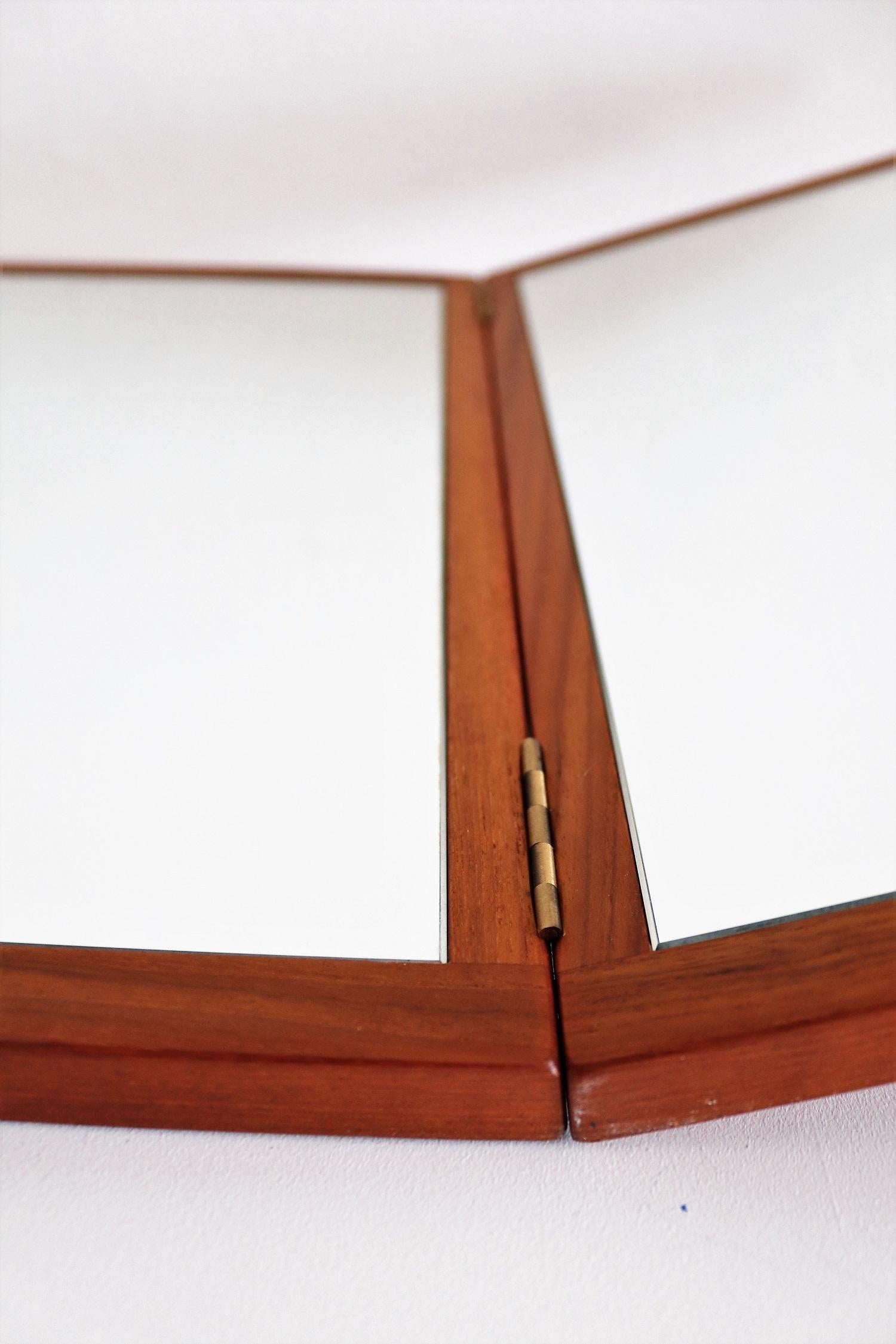 Danish Teak Foldable Wall Mirror by Kai Kristiansen for Aksel Kjersgaard, 1960s 7