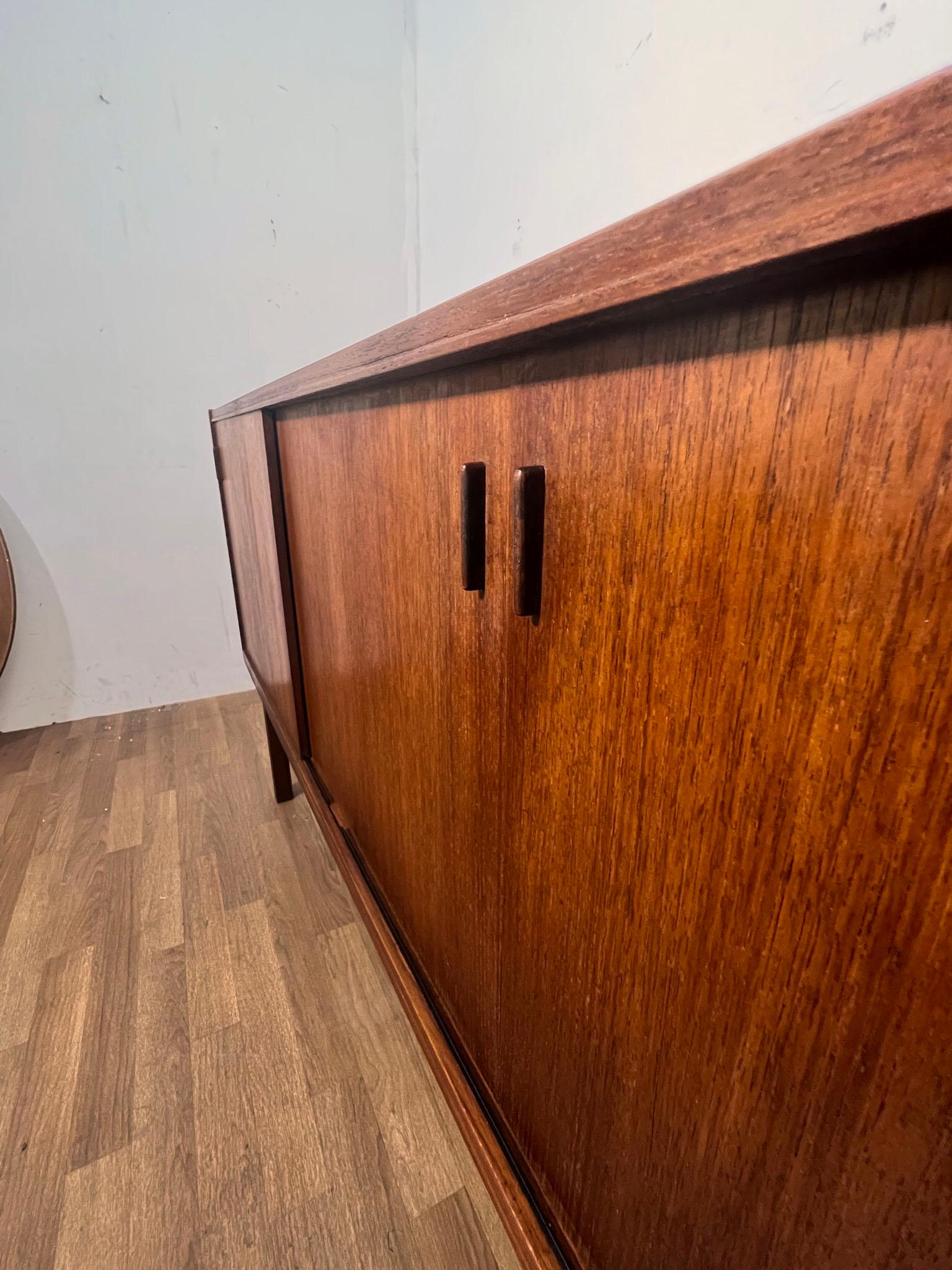 Danish Teak Four Door Sideboard Circa 1960s In Good Condition For Sale In Peabody, MA