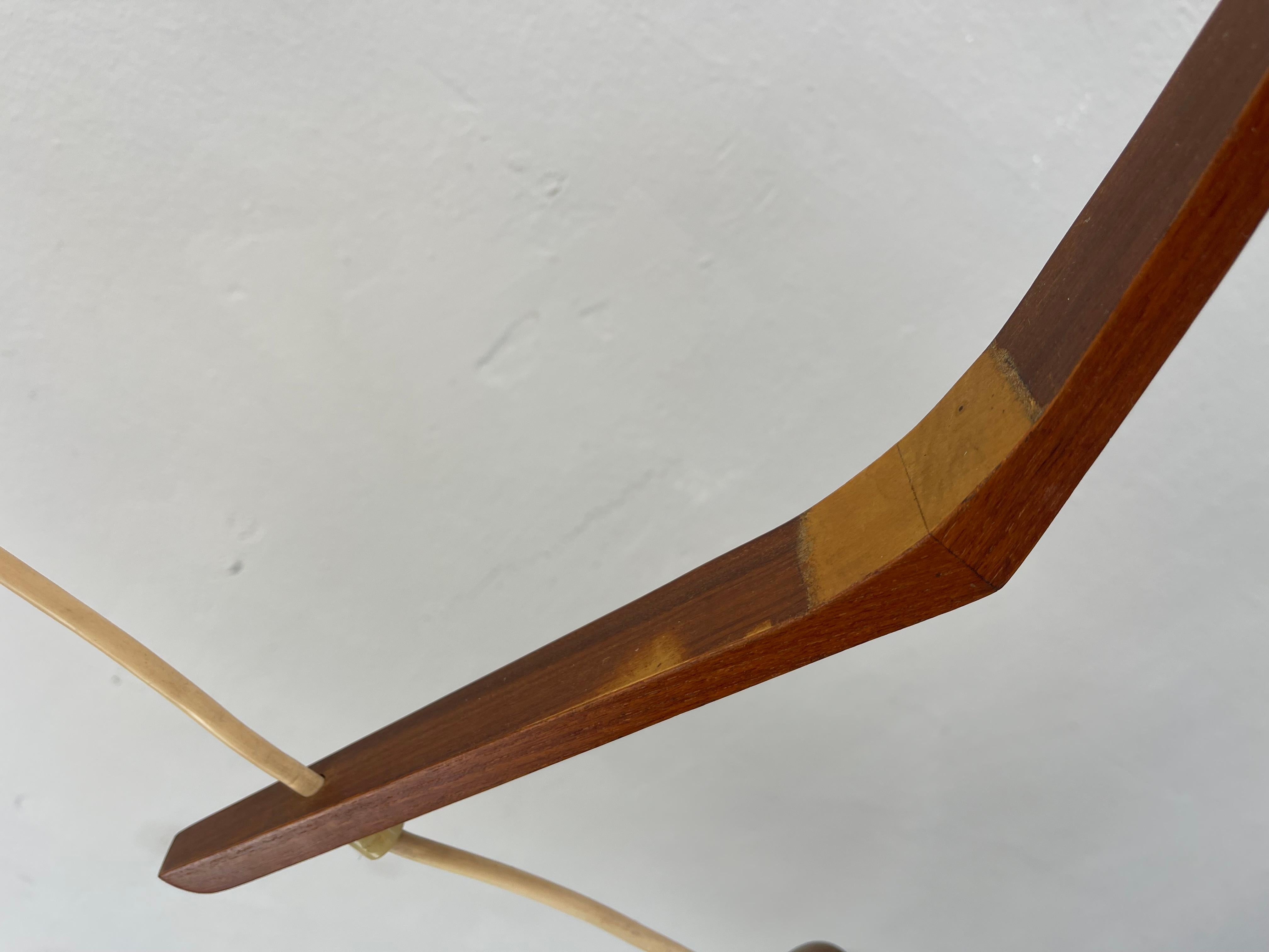 Verre d'art Lights suspendues en teck danois, gouttes de verre opalin blanc, 1960s en vente