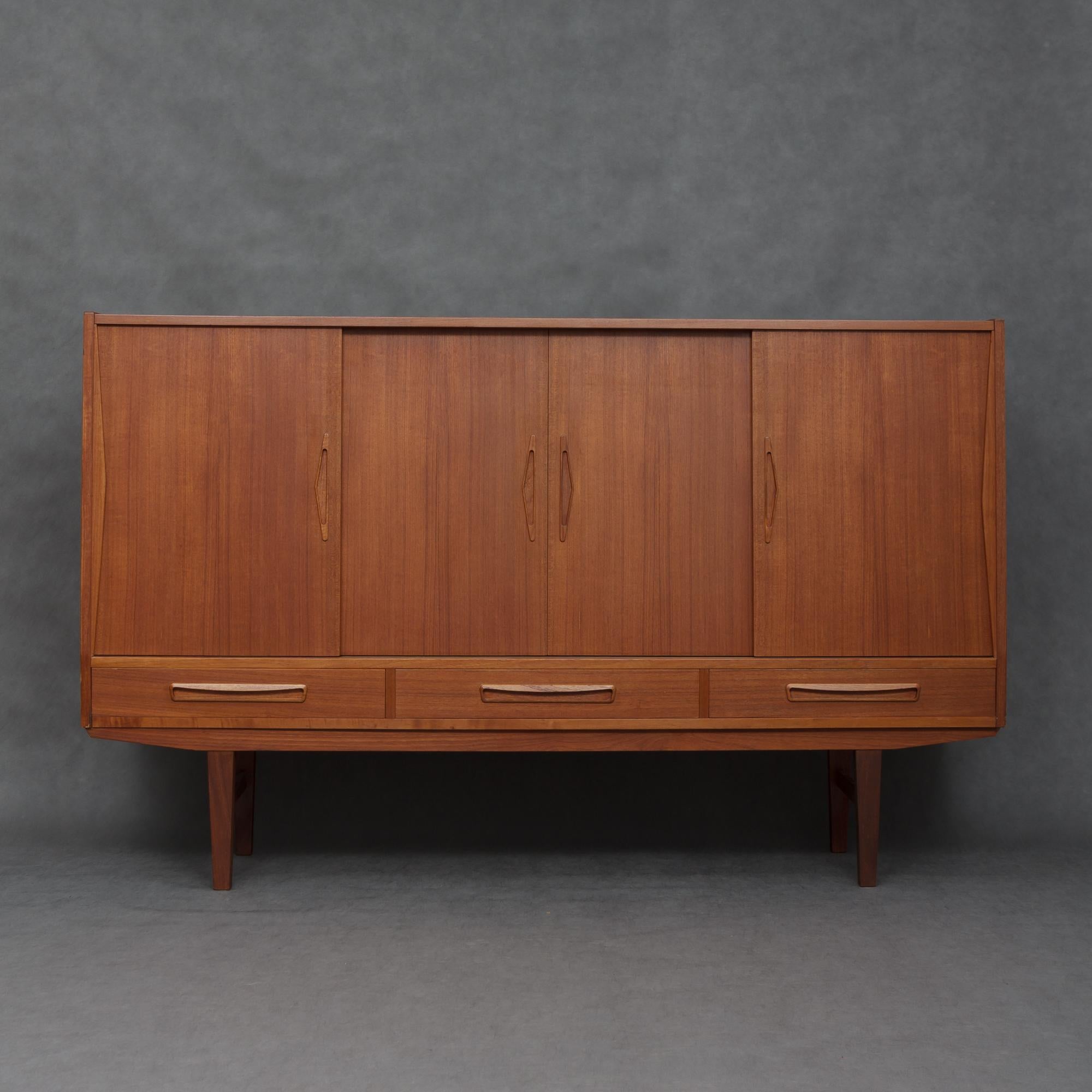 Danish Teak Highboard with a Lighted Bar from 1960s For Sale 5