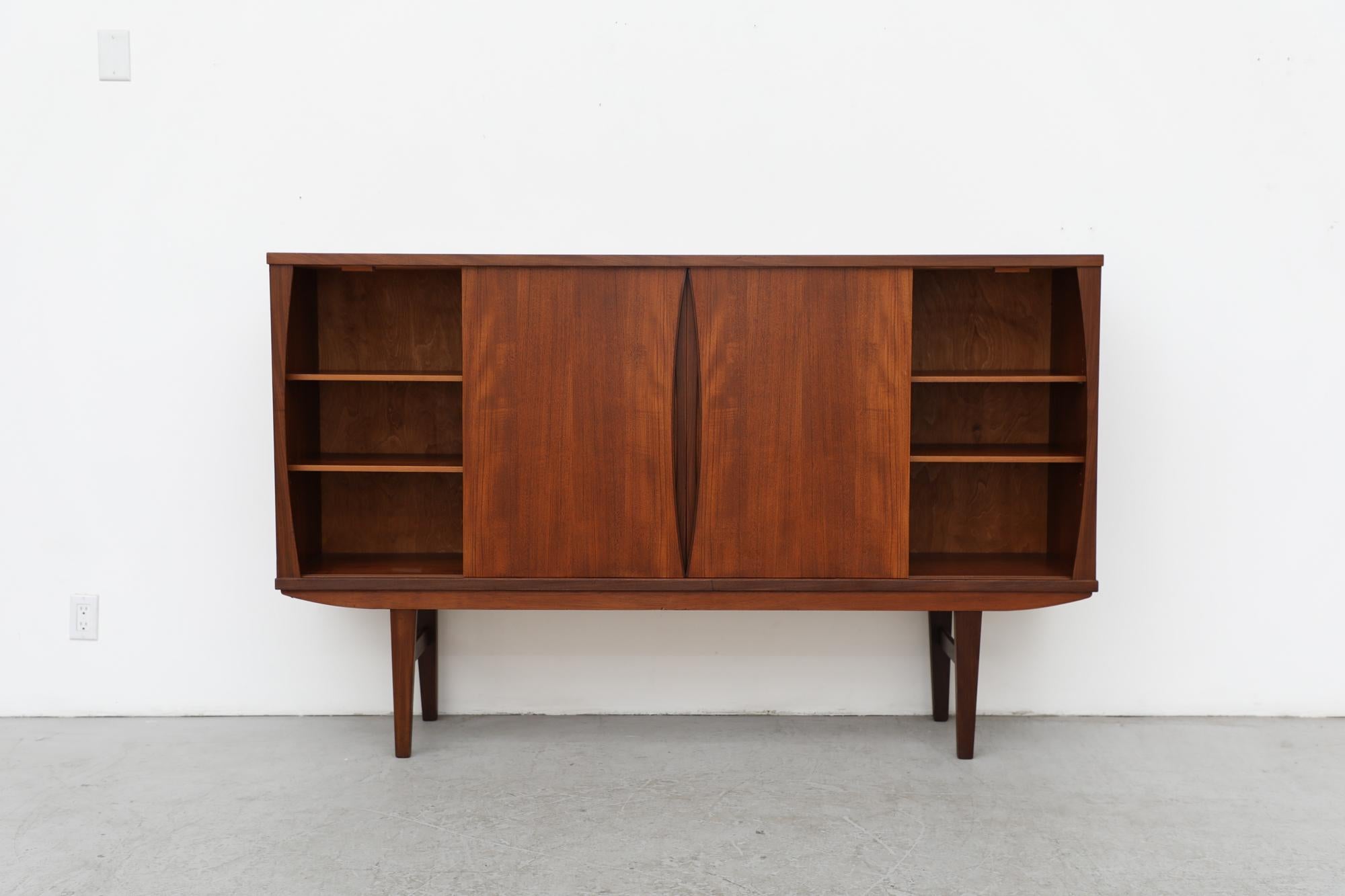 Danish Teak Highboard with Rosewood Accents In Good Condition In Los Angeles, CA