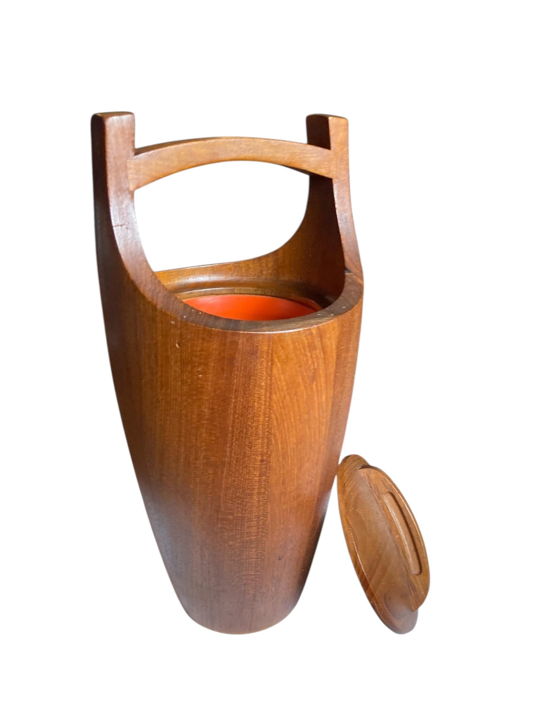 Danish Teak Ice Bucket and Tray by Jens Quistgaard for Dansk Designs Mid Century For Sale 3