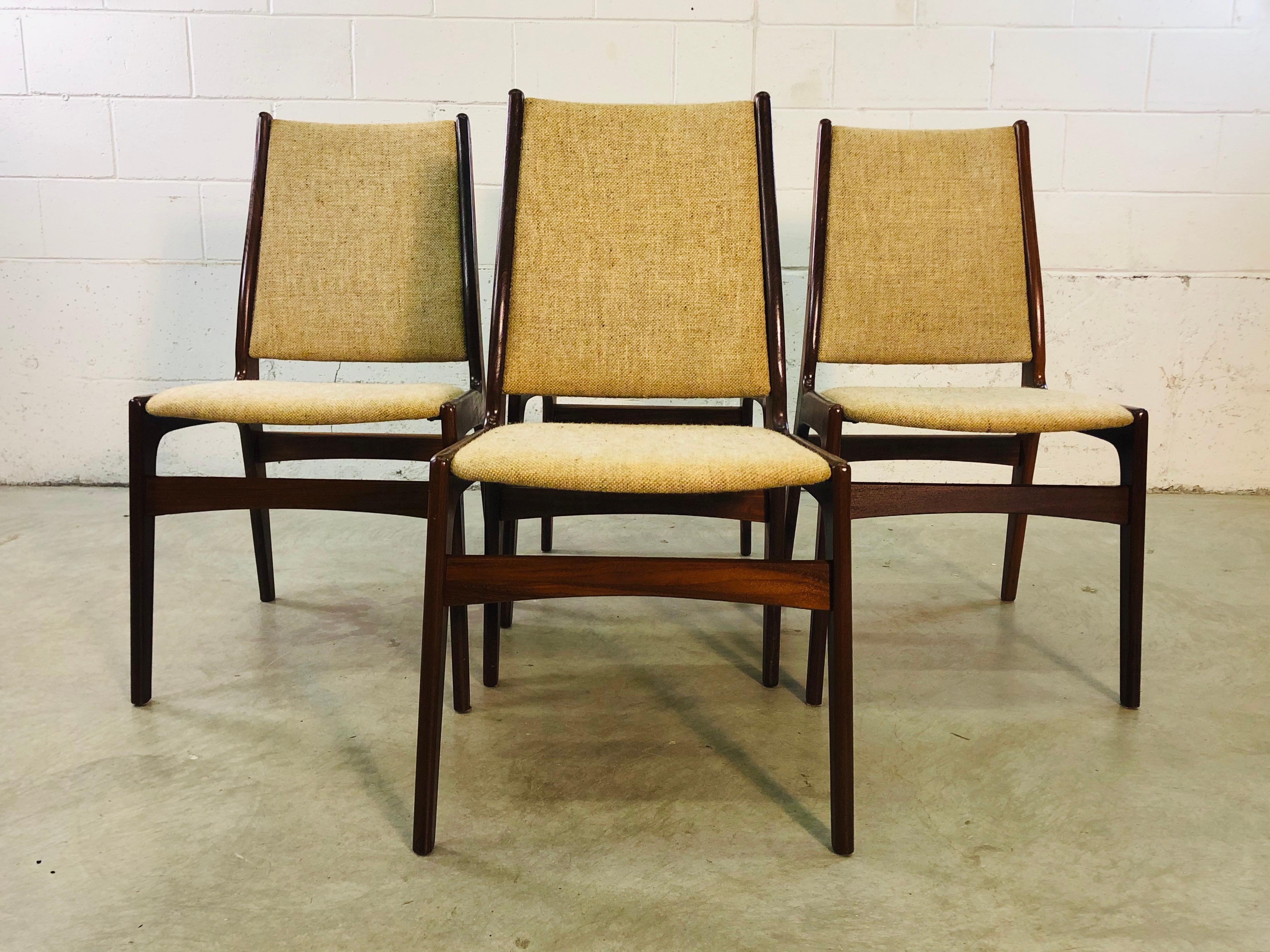 Scandinavian Modern Danish Teak Johannes Anderson Dining Room Chairs, Set of 4 For Sale